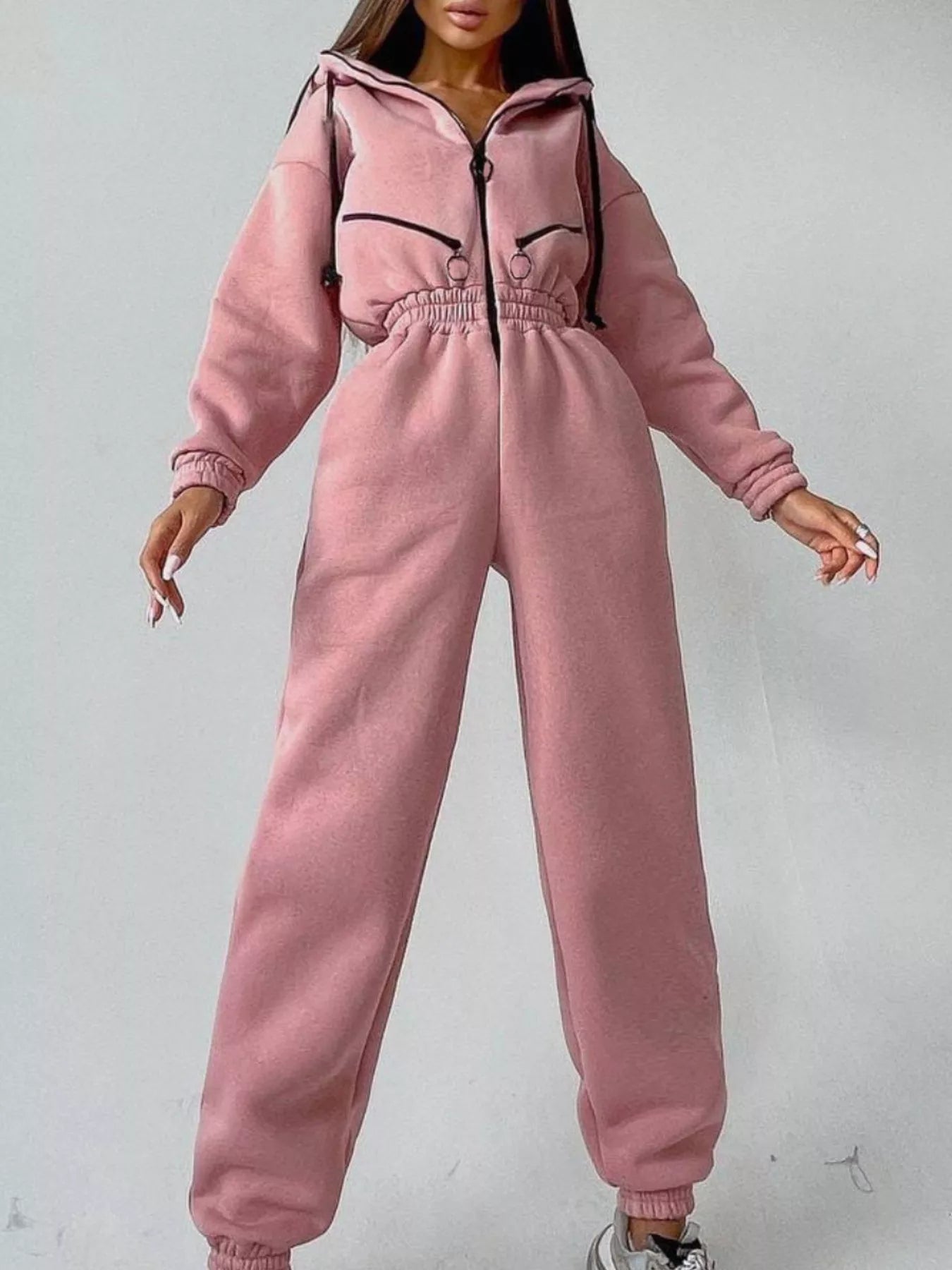 Trendsi Zip Front Dropped Shoulder Jumpsuit -