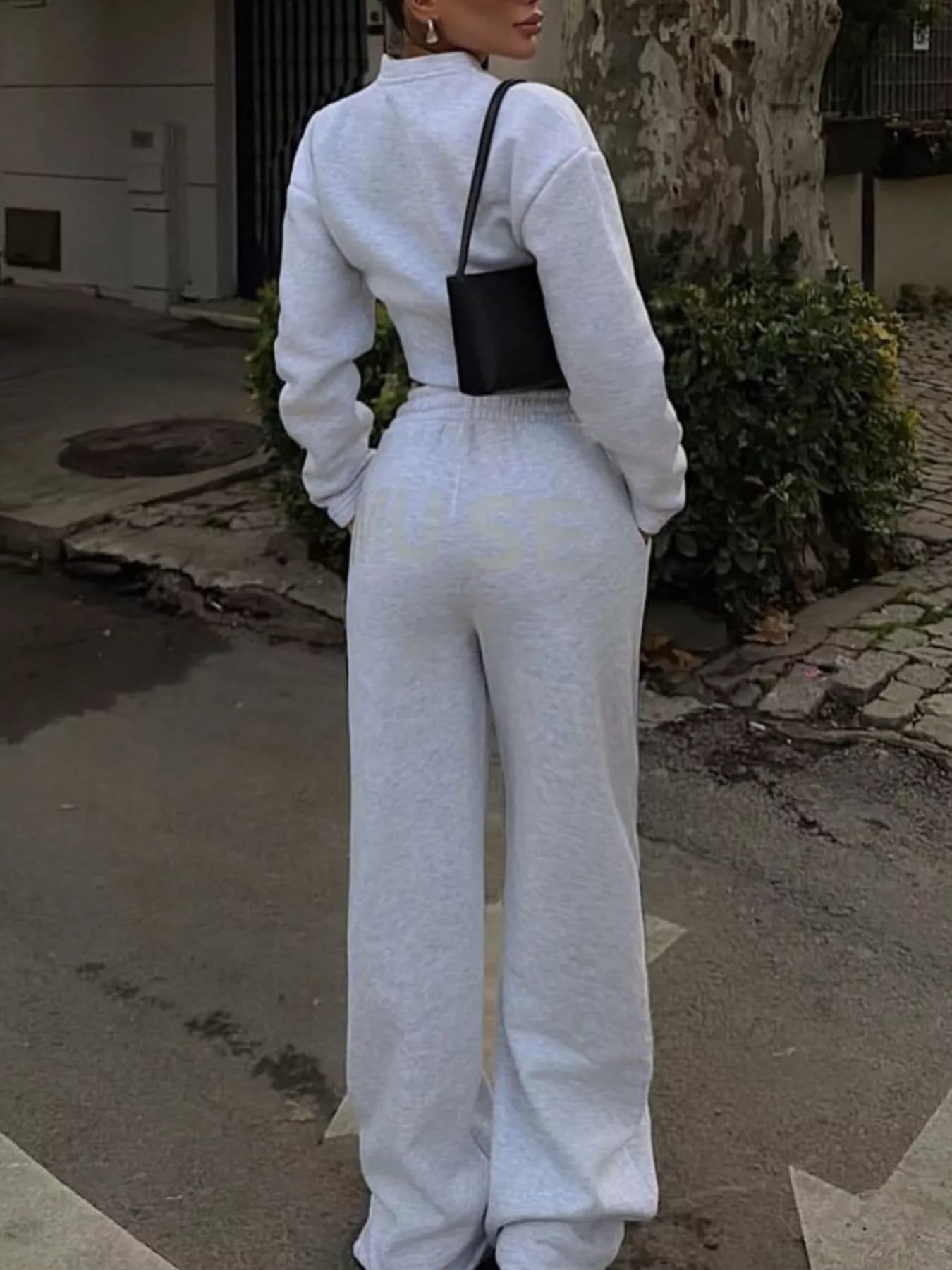 Trendsi Zip-Up Crop Jacket and Wide-Leg Pants Set -