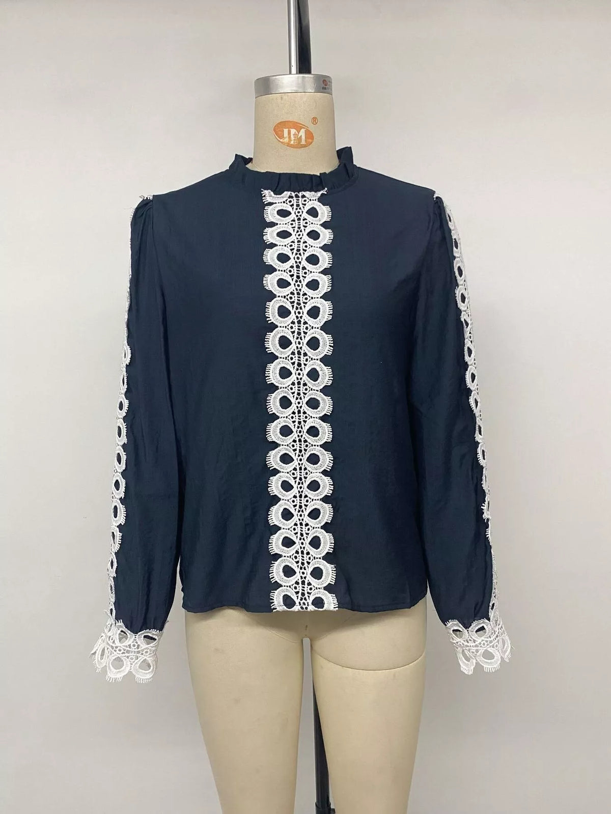 Trendsi Lace Trim Long Sleeves Blouse -