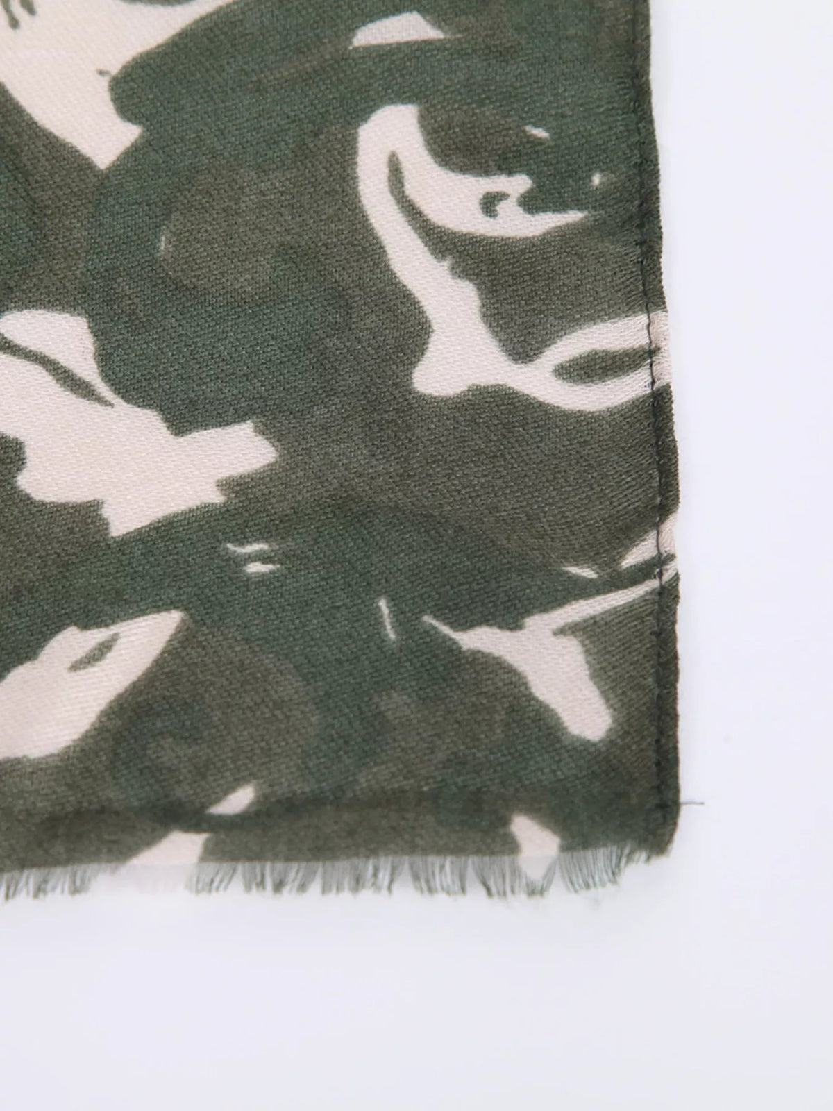 Botanical Print Fringed Scarf, construction and design details