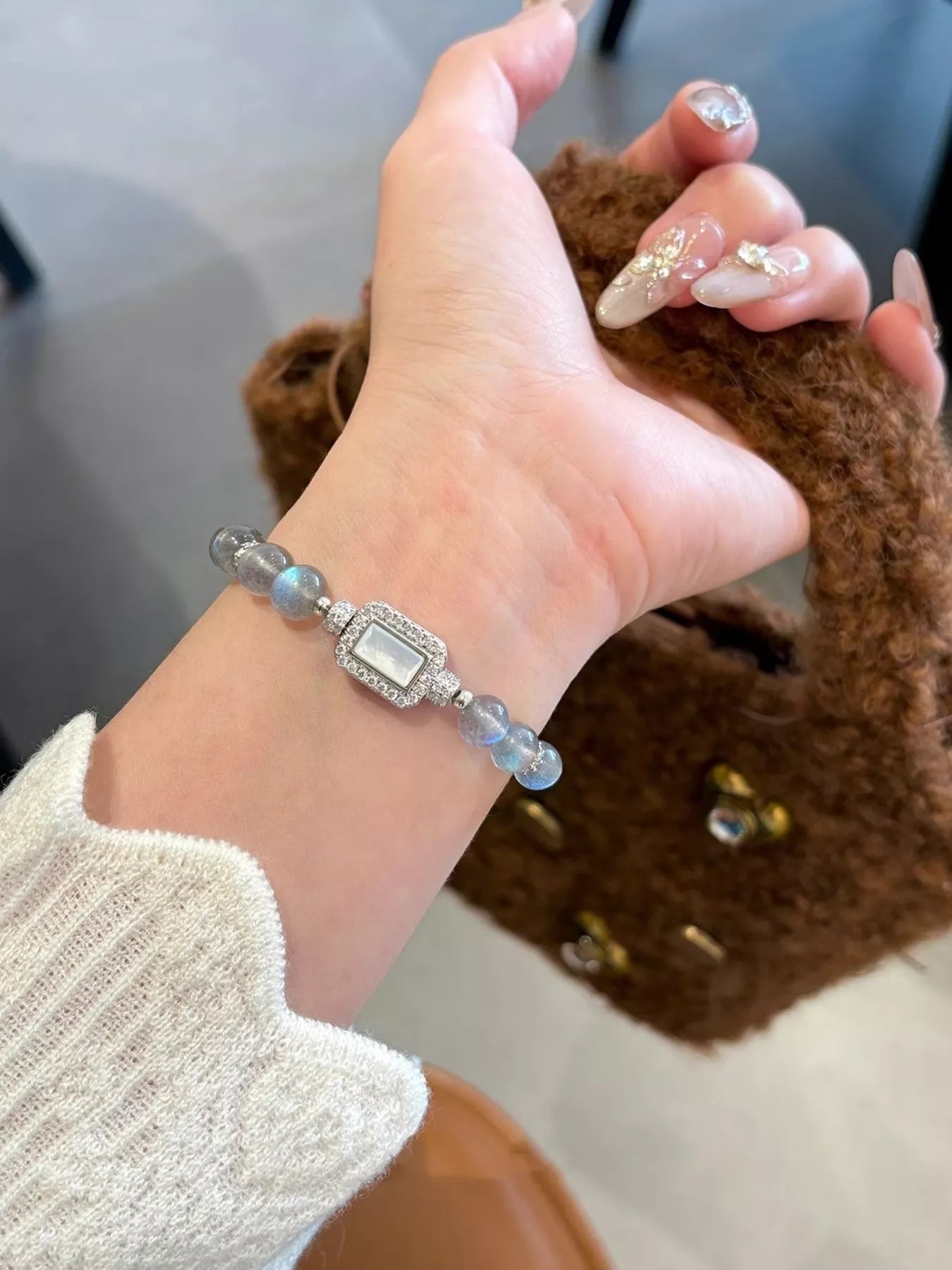 Trendsi Moonstone Bead Geometric Bracelet -