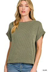 Trendsi Zenana Raised Rib Cap Sleeve Top -