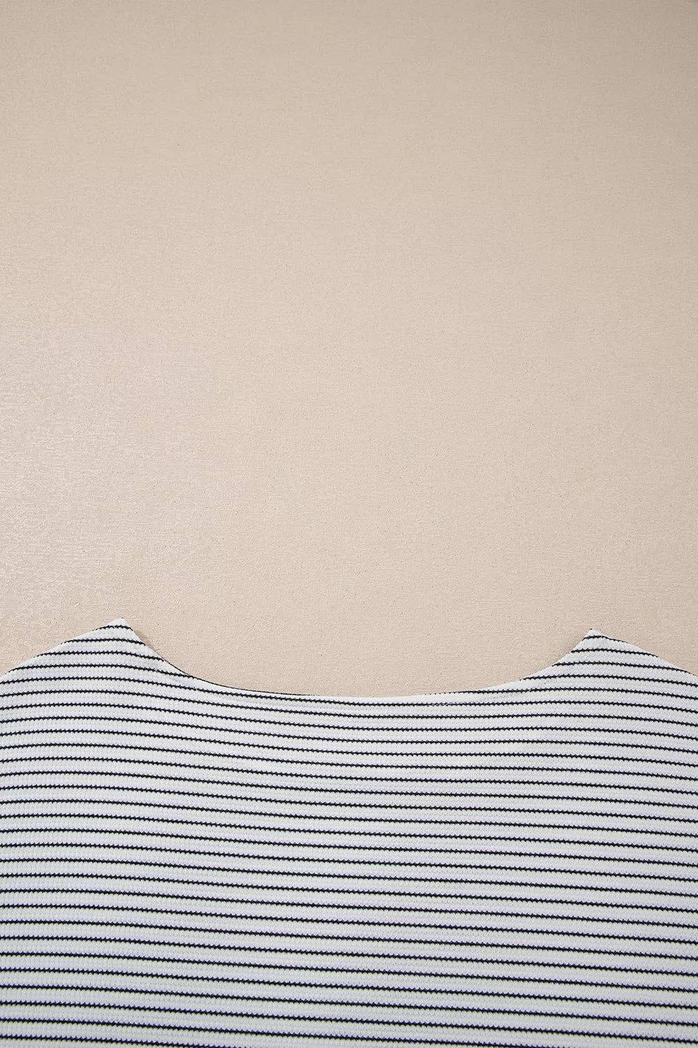 Trendsi Stripe Contrasted Ruffle Trim Loose Long Sleeve Top -
