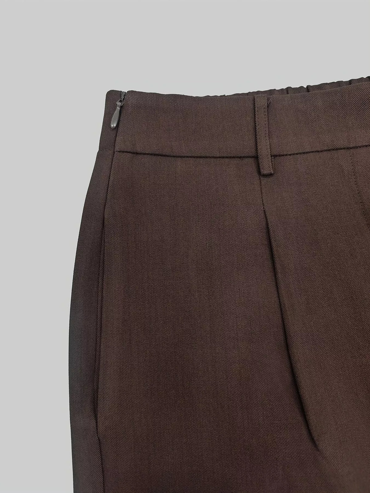 Brown Lapel Collar Blazer and Wide-Leg Pants Set alternate view 5