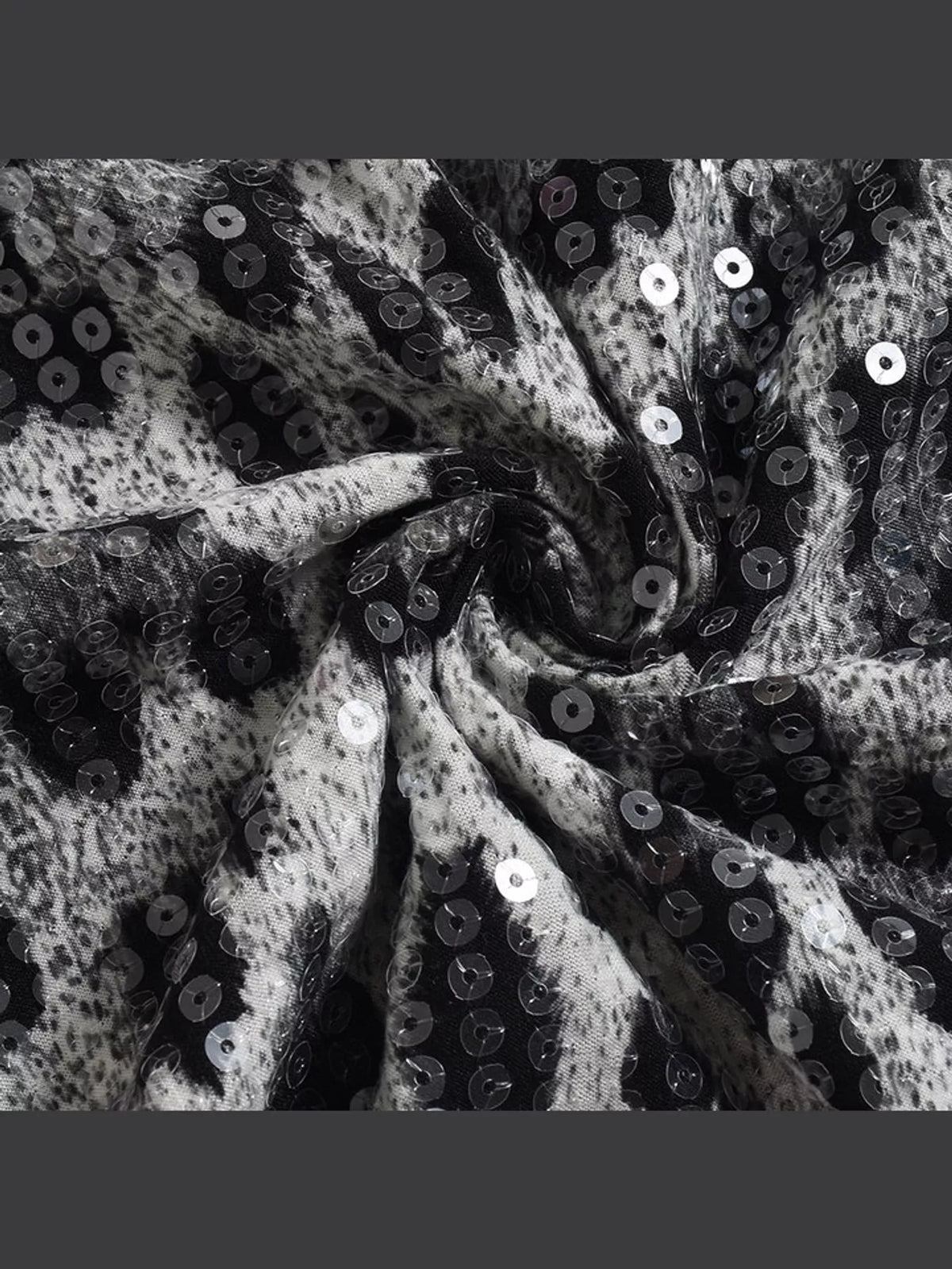 Gray sequin round neck tank, detail view