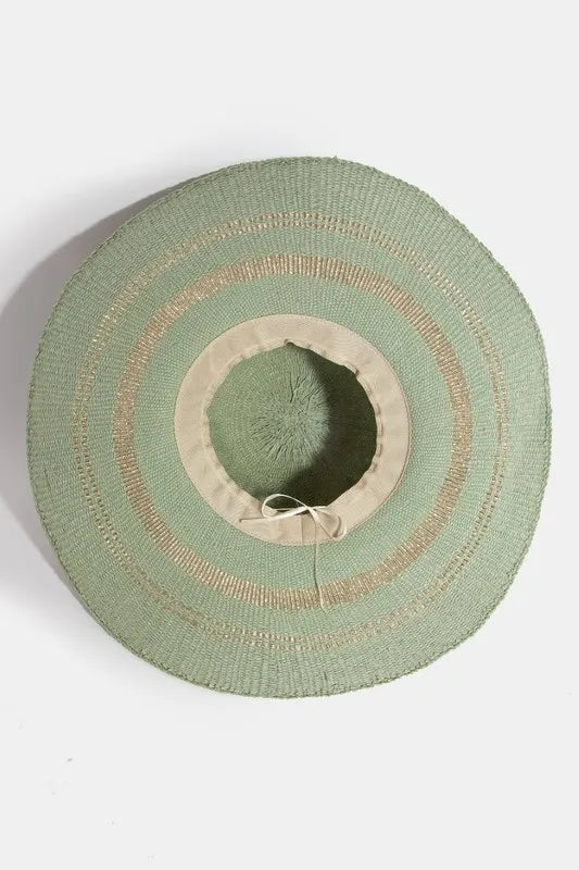 Women's Floppy Sun Hat With Metallic Accent Trim Paper Polyester — product view 4