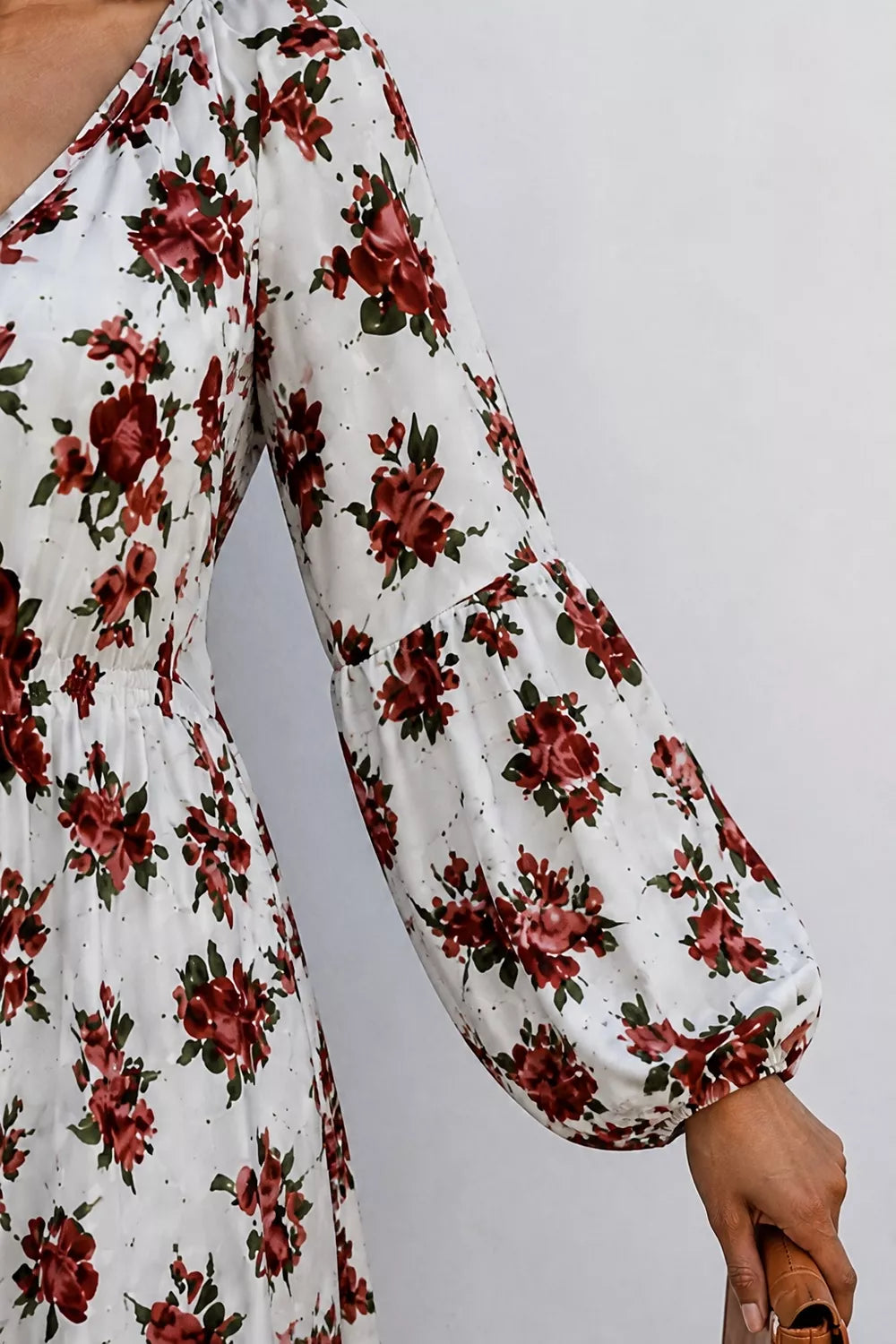 Trendsi Floral Print Balloon Sleeve Mini Dress -