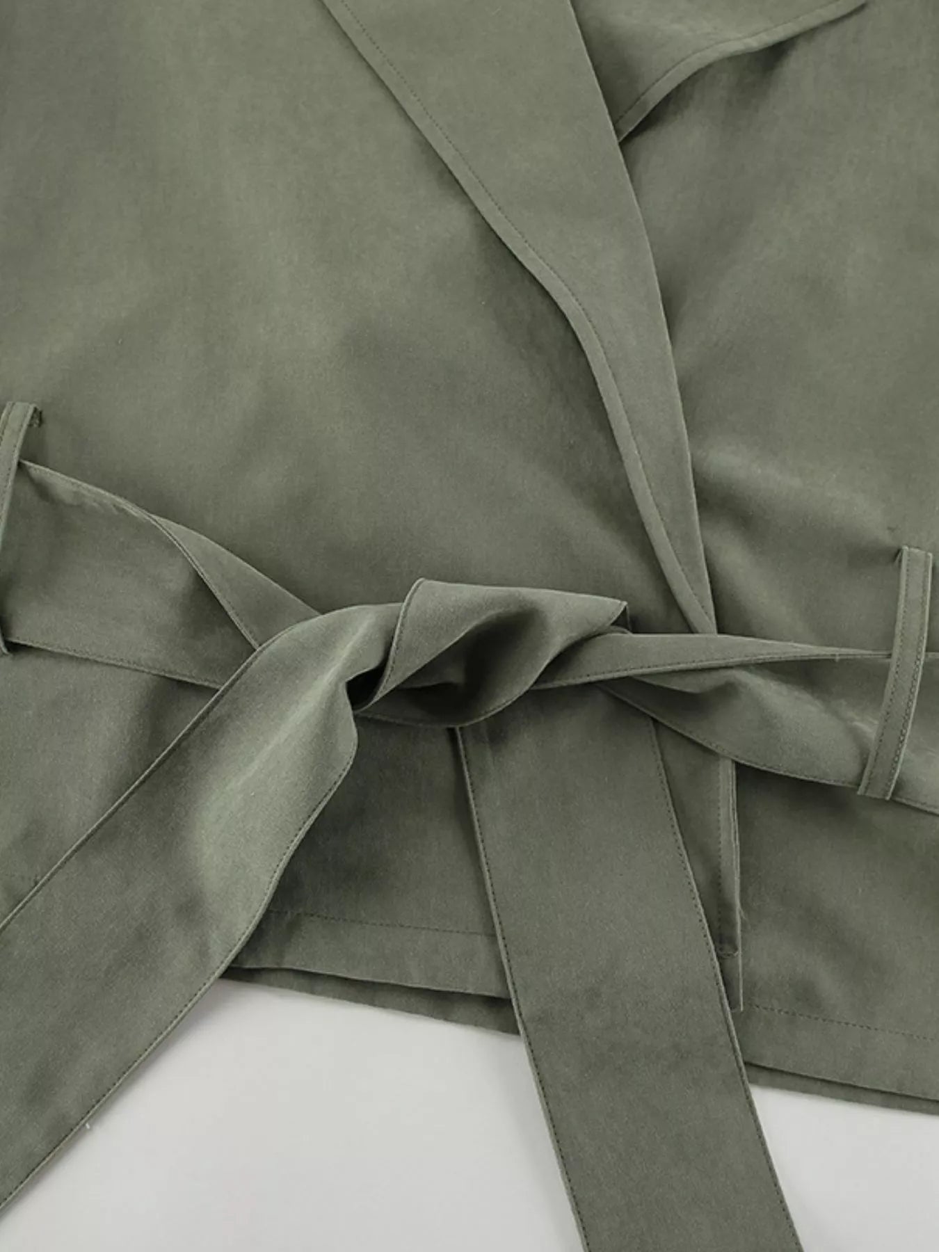 Trendsi Lapel Collar Belted Cropped Trench -