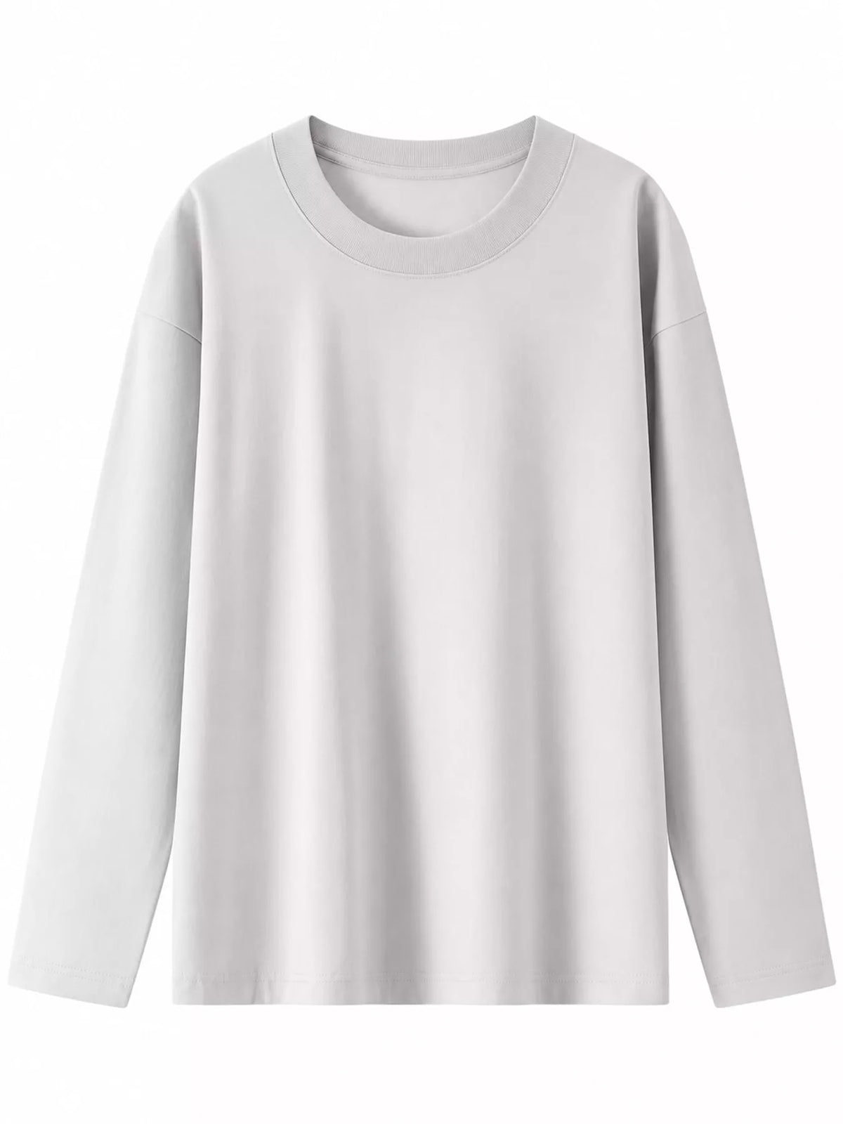 Solid Long-Sleeve Crew Neck T-Shirt — garment front