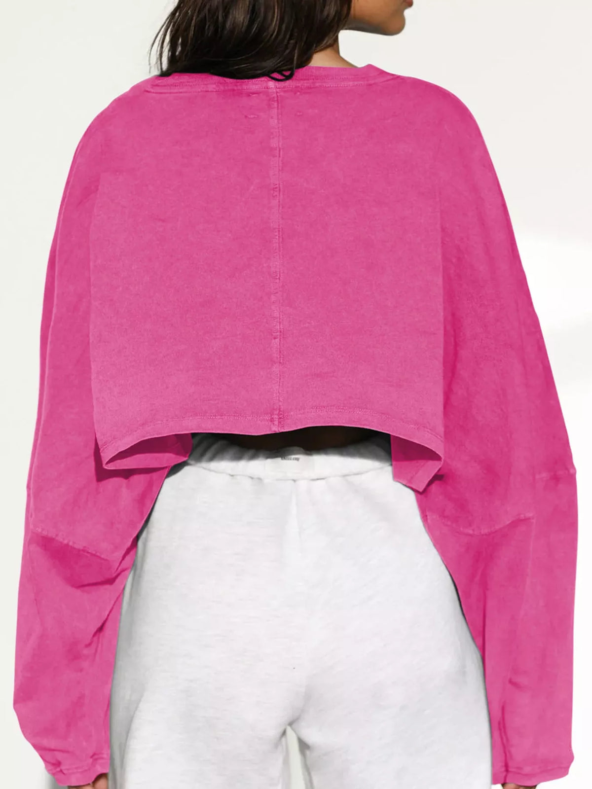 Cropped Sweatshirt in pink, back view