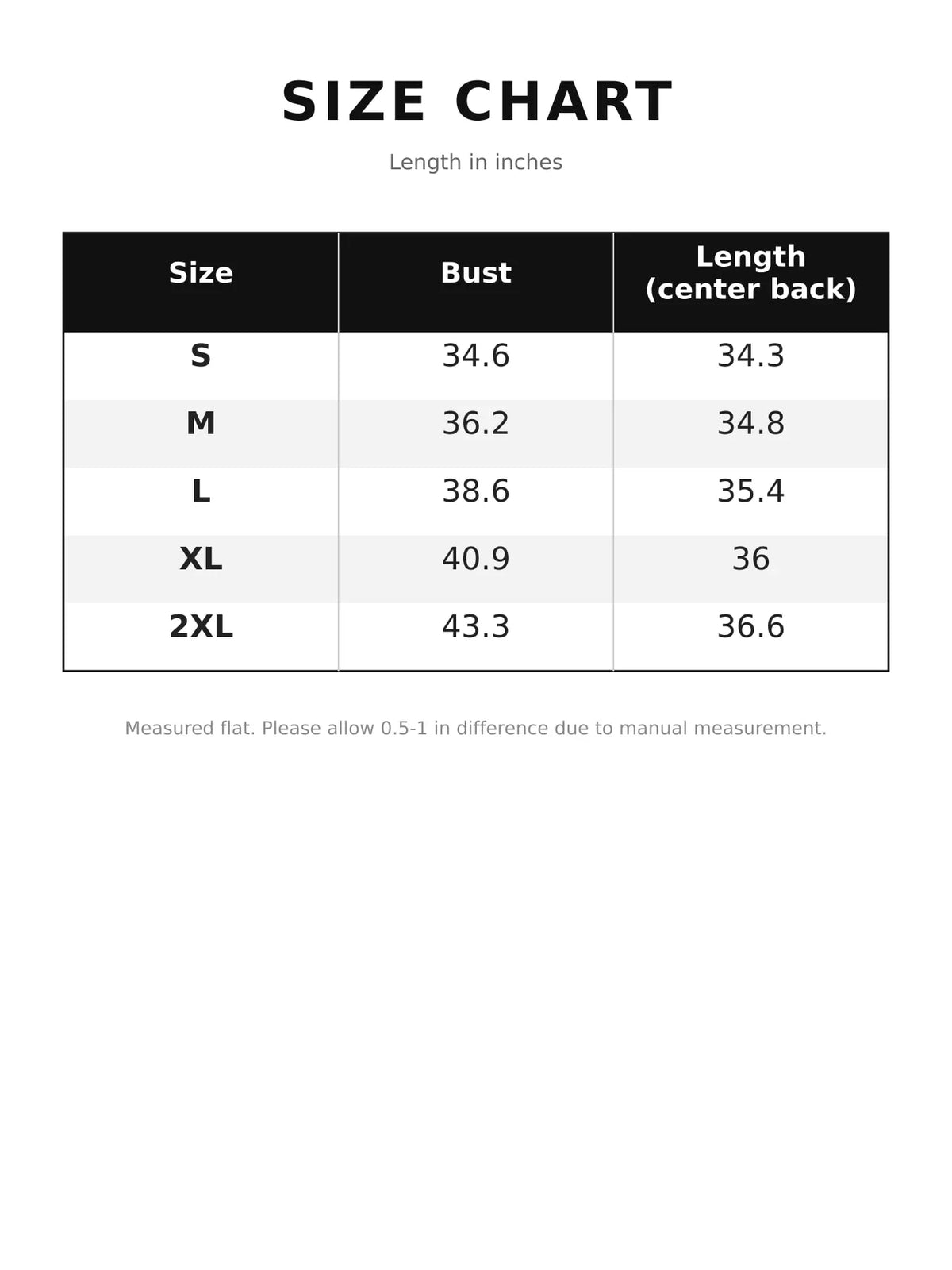 Size chart for glittering v-neck flutter sleeve dress