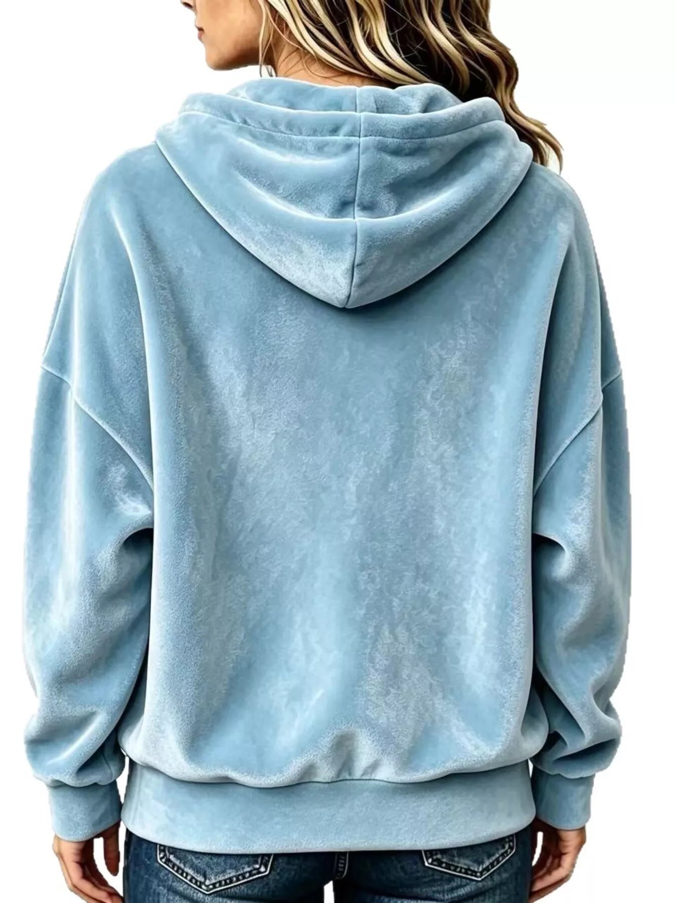 Trendsi Full Size Drawstring Velvet Long Sleeve Hoodie Plus Size -