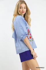 Trendsi Umgee Embroidered Floral V-Neck Blouse -