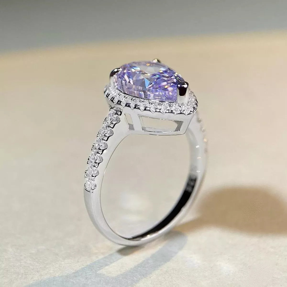 Trendsi 925 Sterling Silver Zircon Teardrop Ring -