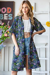 Trendsi Heimish Full Size Half Sleeve Floral Open Cardigan Plus Size - Shirts