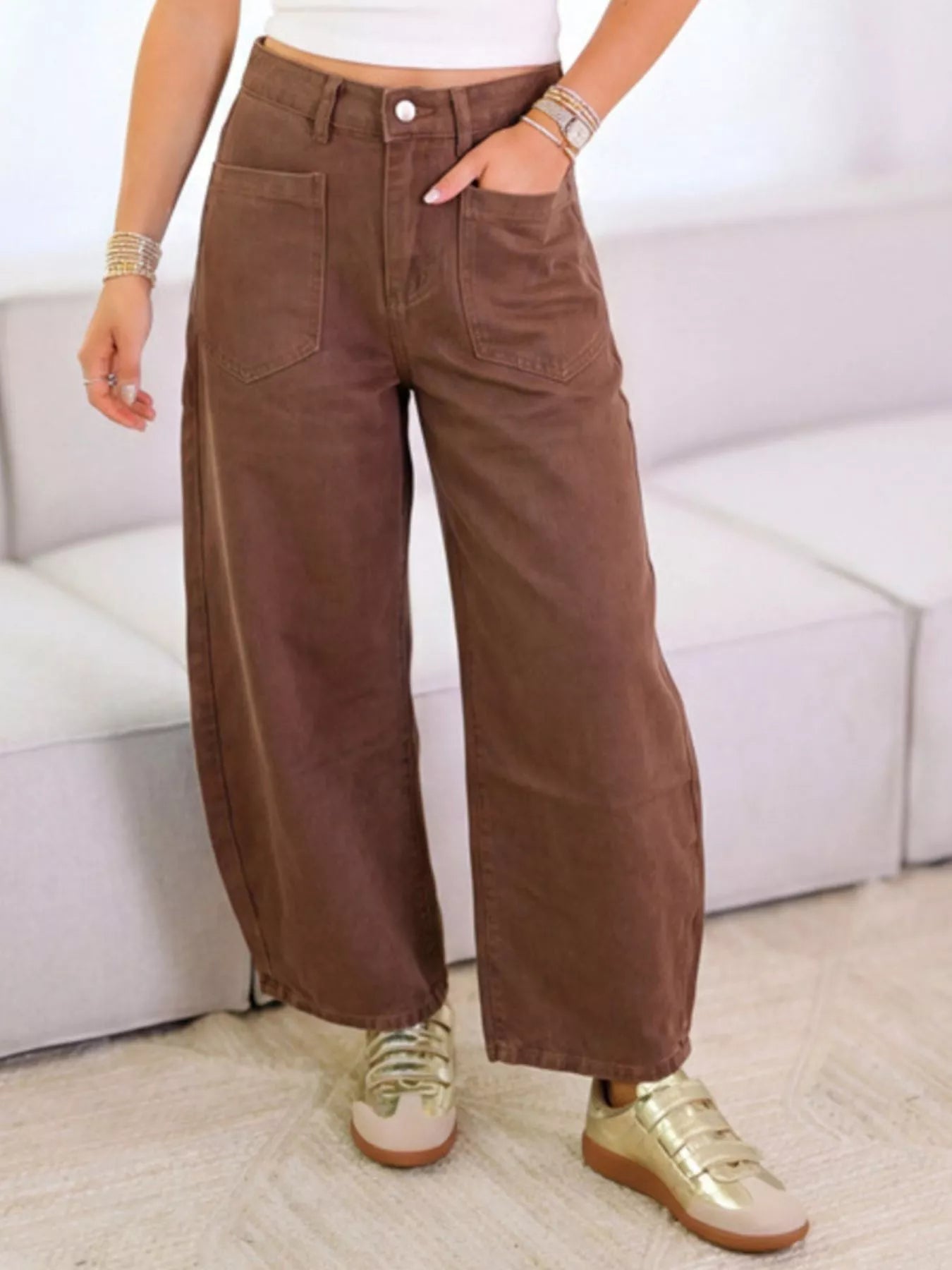 Trendsi Wide-Leg Jeans with Front Patch Pockets -