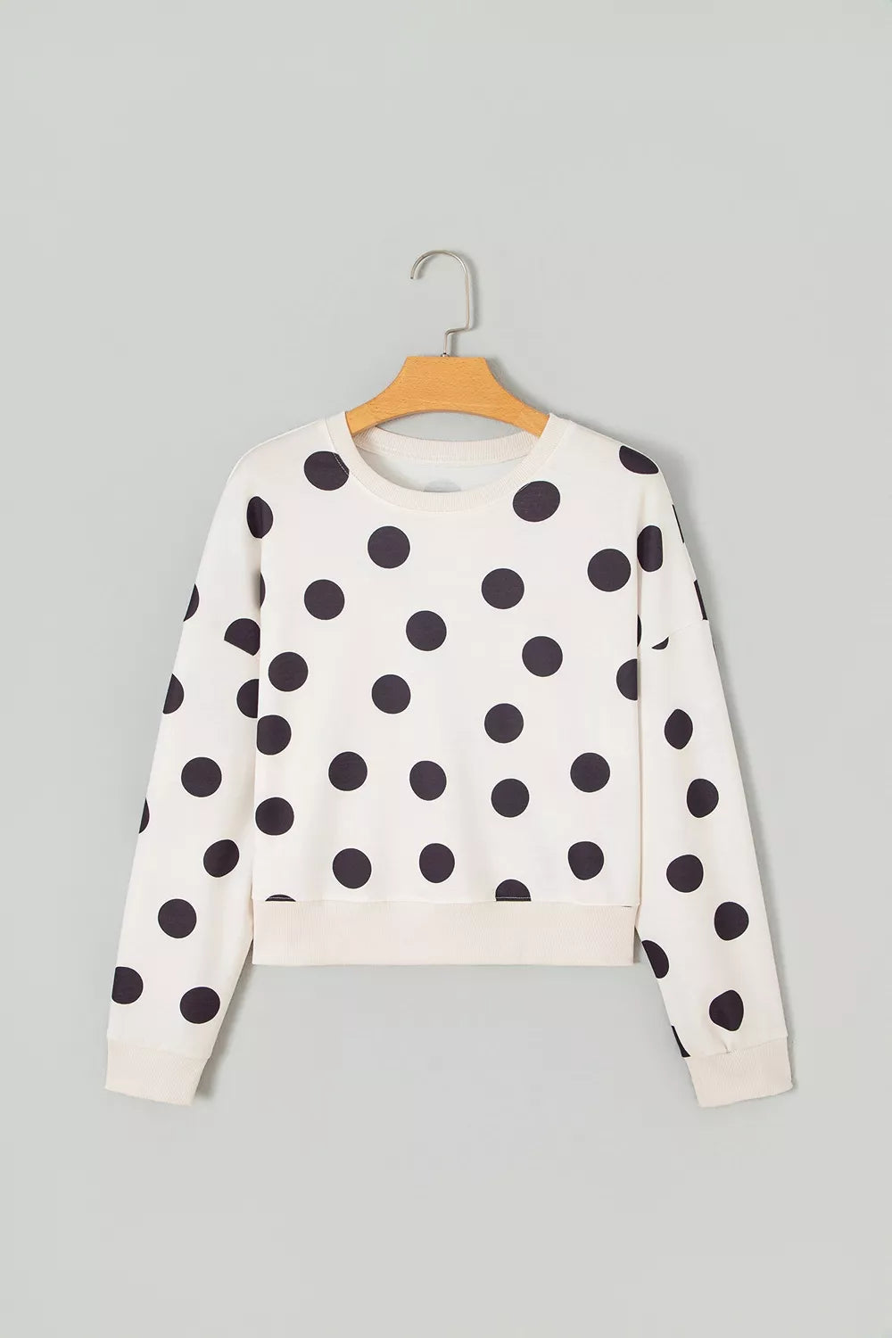 White polka dot round neck sweatshirt