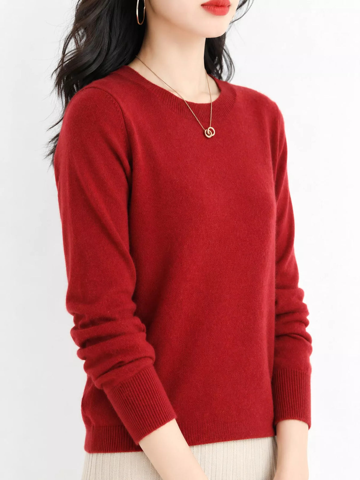 Crew Neck Long Sleeve Sweater — side view