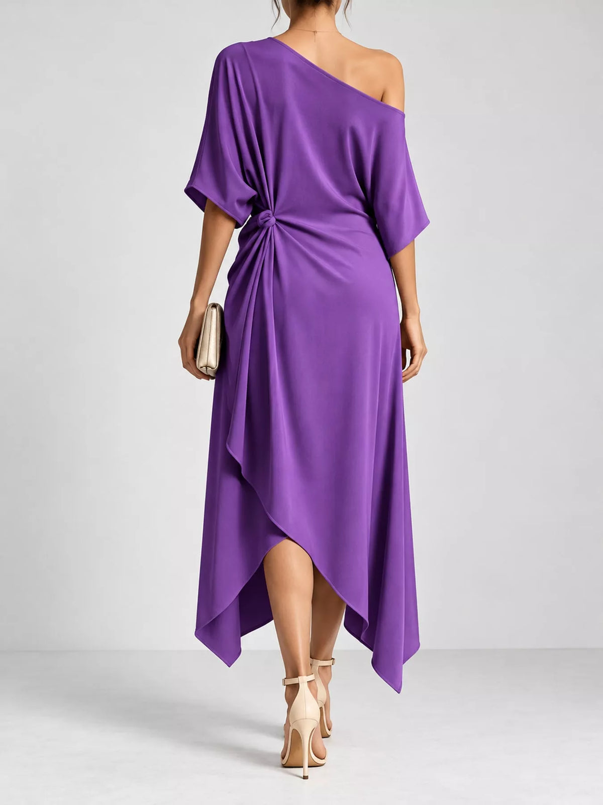 One-shoulder dress, purple back