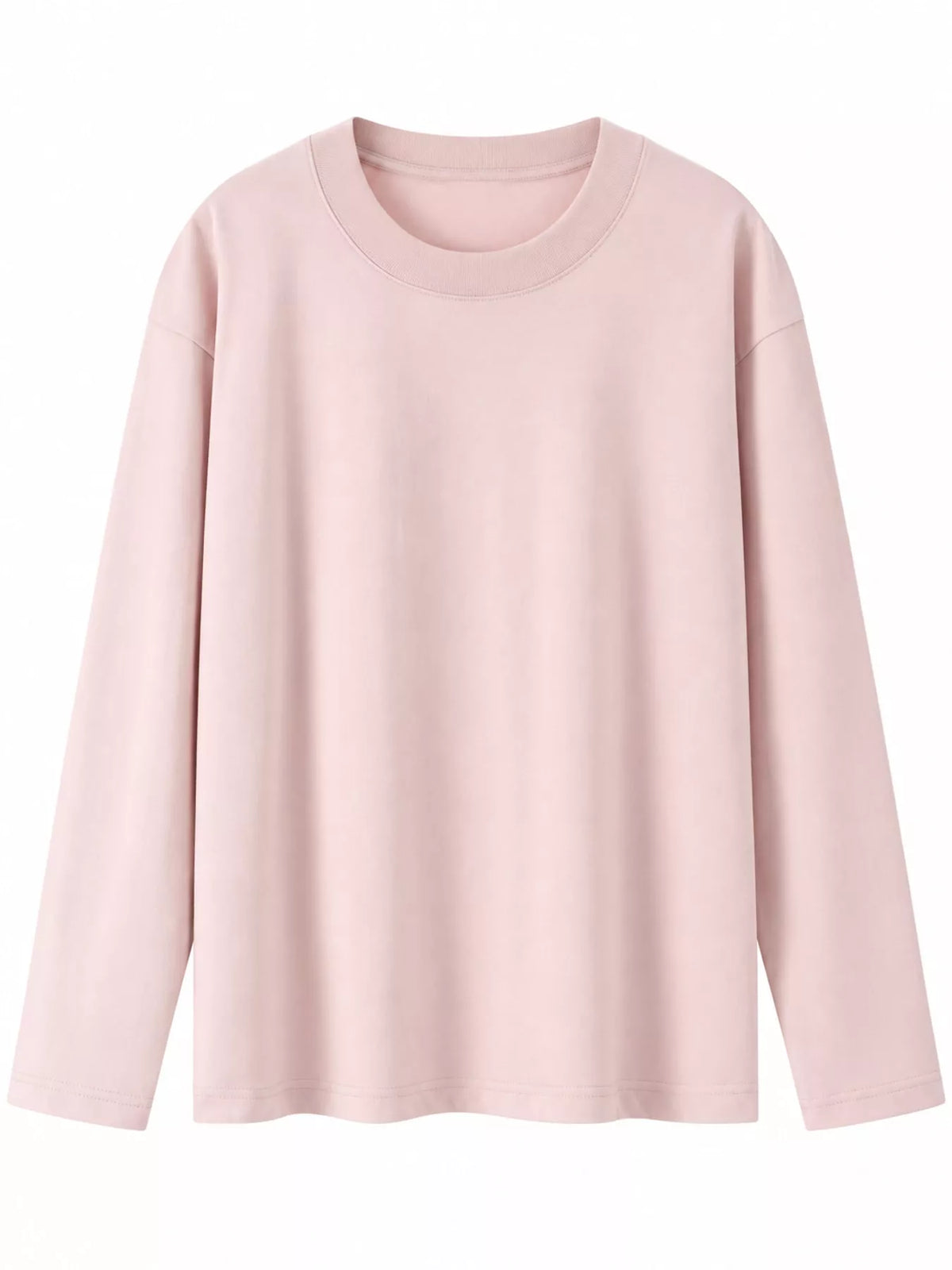 Solid Long-Sleeve Crew Neck T-Shirt — garment front
