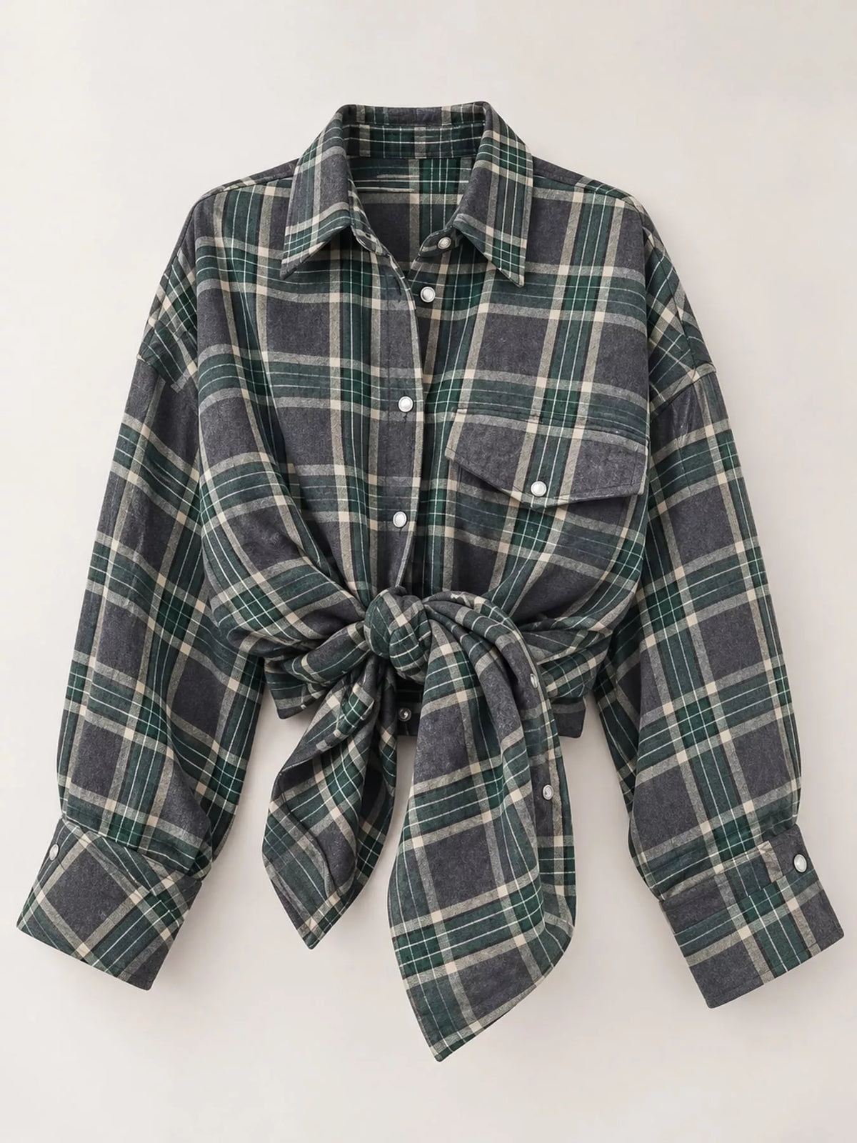 Dark Gray plaid button up shirt