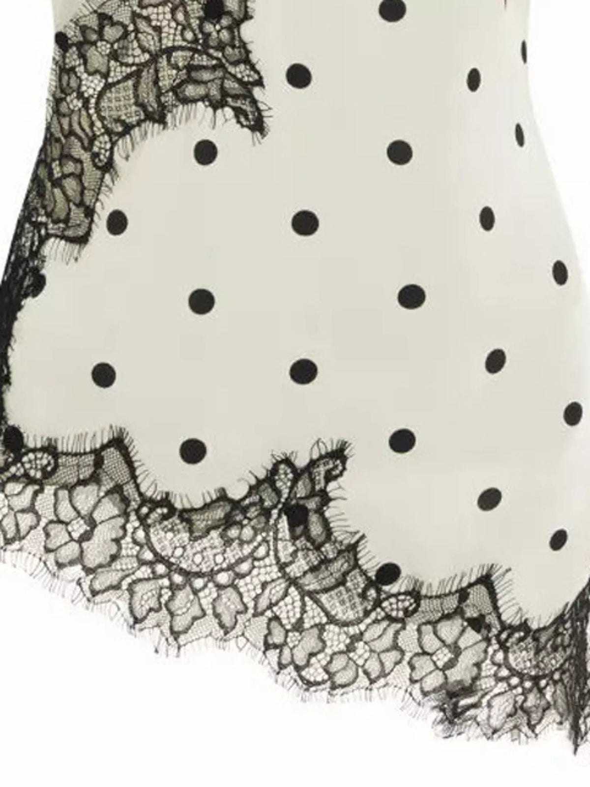 Asymmetric Lace Trim Satin Cami, hem detail