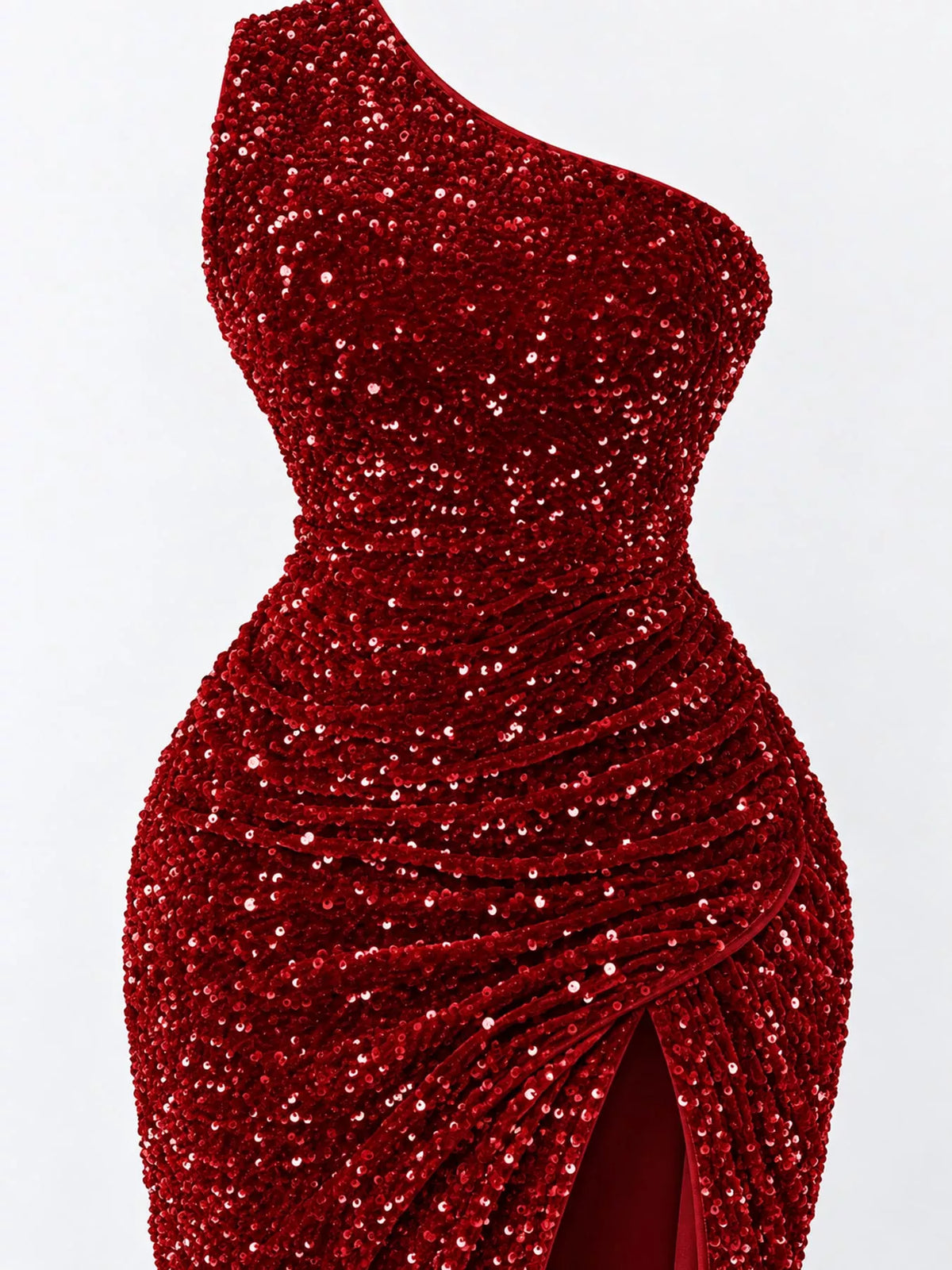 Sequin maxi dress, red sequin detail