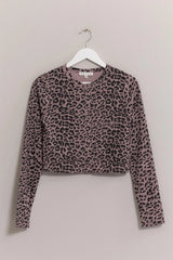 Trendsi HYFVE Animal Print Snap Down Crop Cardigan -