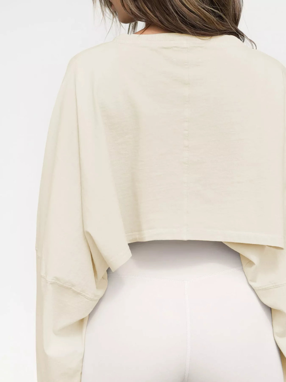 Cropped Sweatshirt in cream, back view