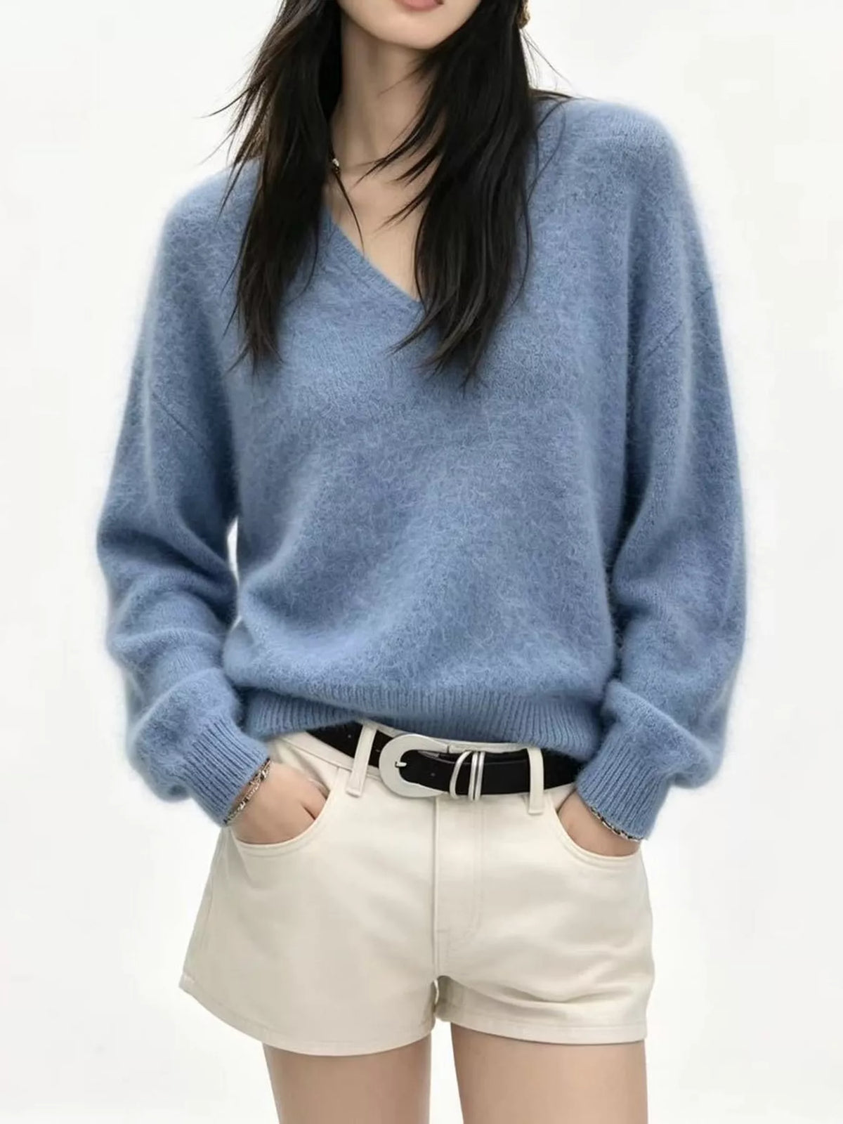 Blue v-neck sweater