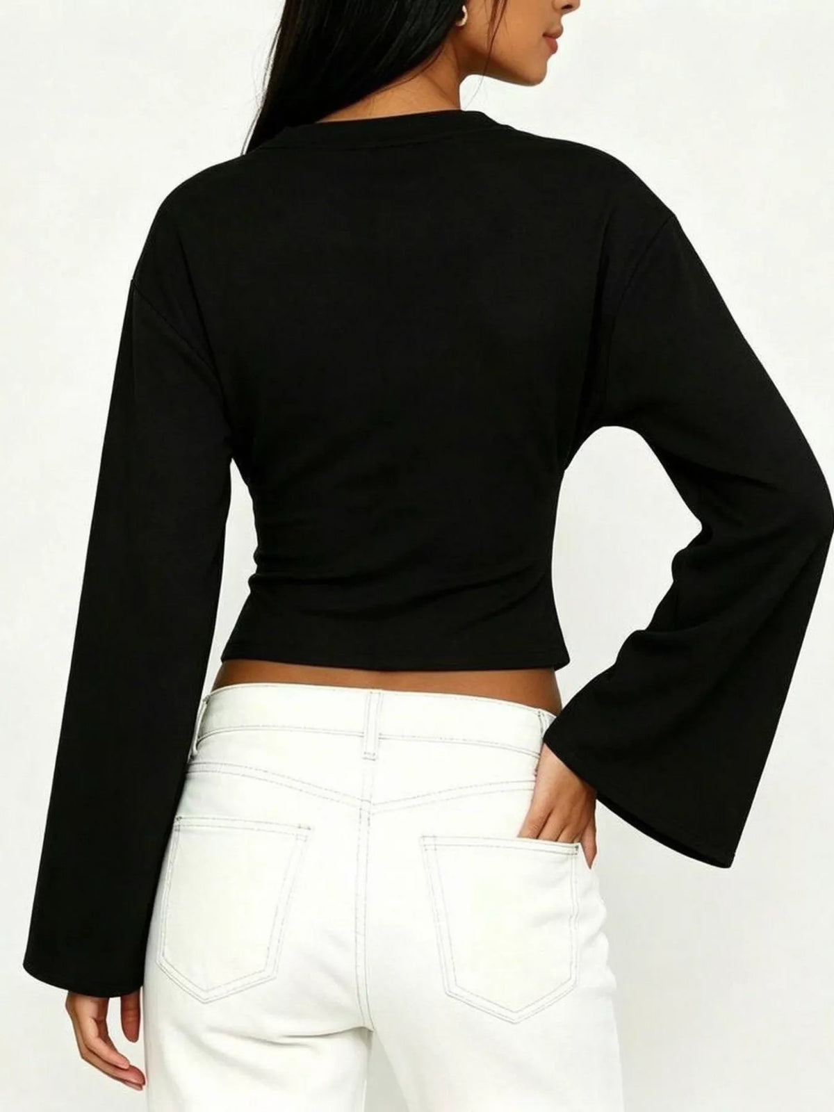 Women's V-Neck Flare Sleeve Blouse — alternate view 7