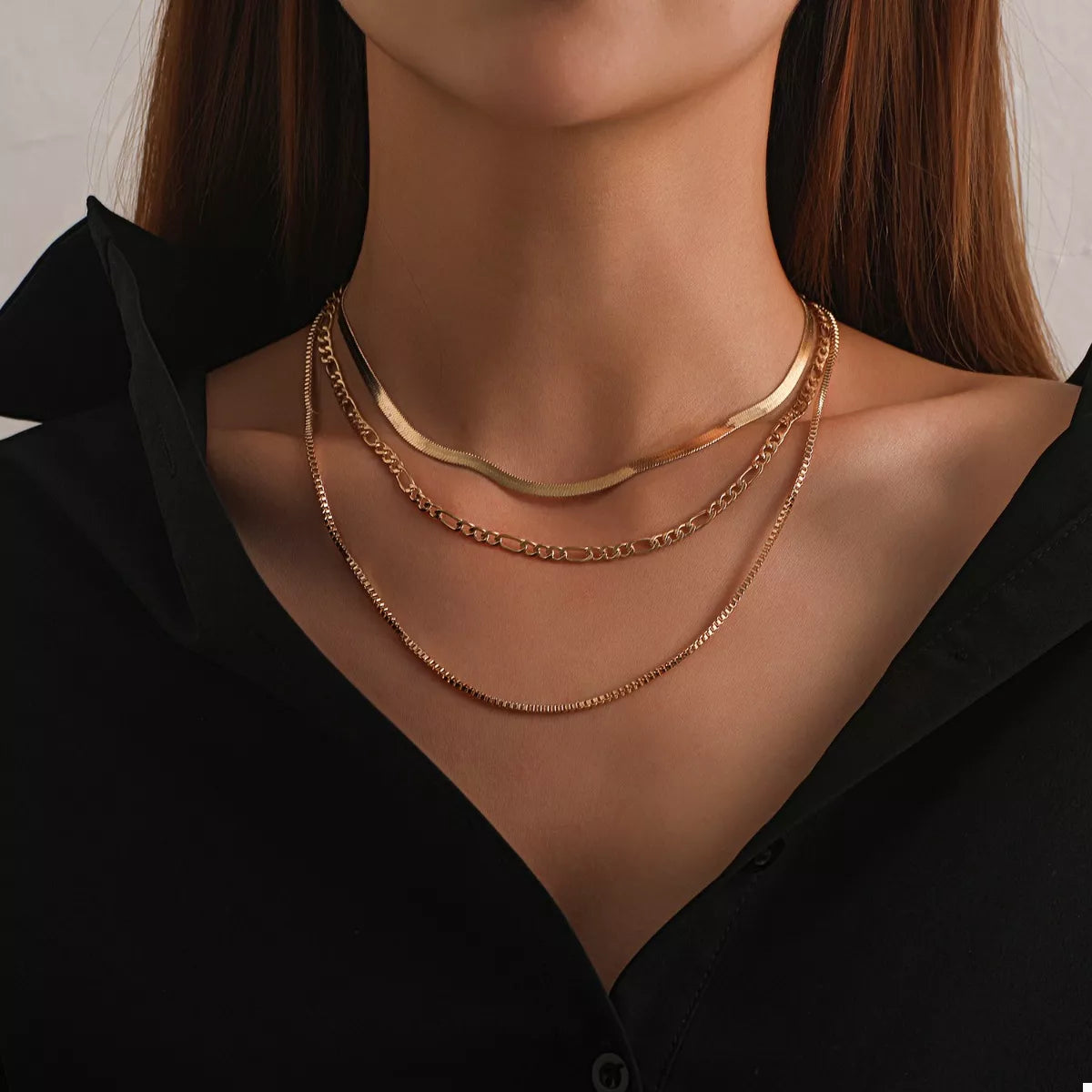 Trendsi 18K Gold-Plated Three-Layered Necklace -