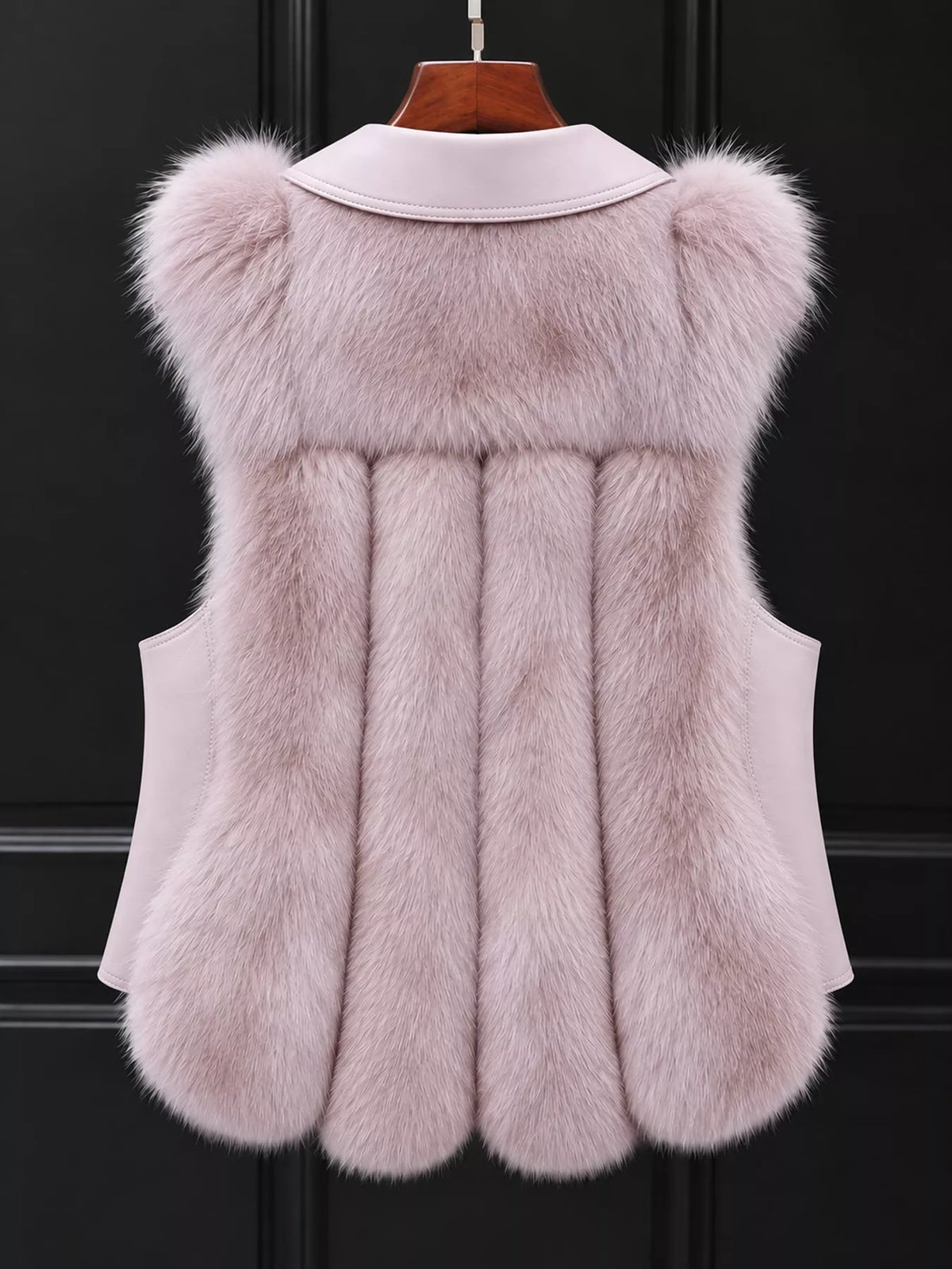 Faux Fur Snap Down Vest Coat in pink