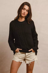 Trendsi BiBi Twist Knitted Open Shoulder Sweater -