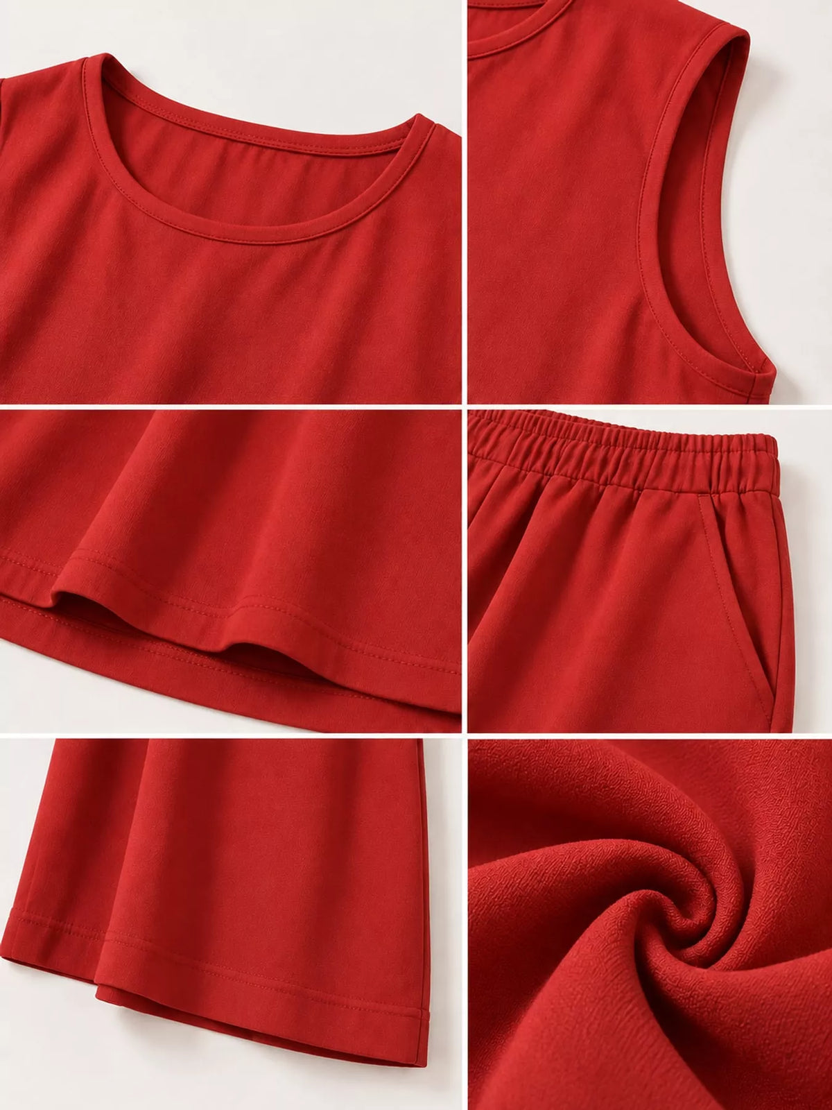 Sleeveless Tank Top and Wide-Leg Pants Set — construction details