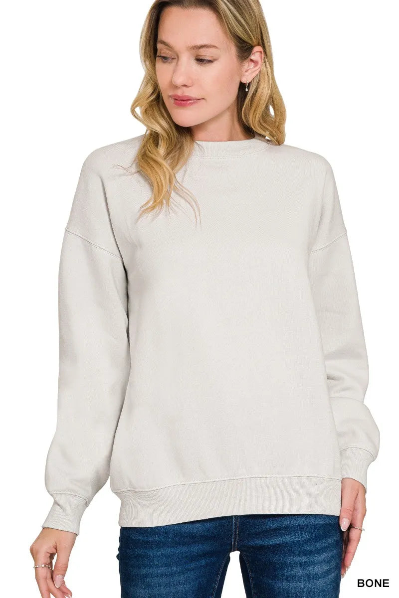 Women's Cotton-Blend Fleece Crewneck Long Sleeve Sweatshirt — product view 1