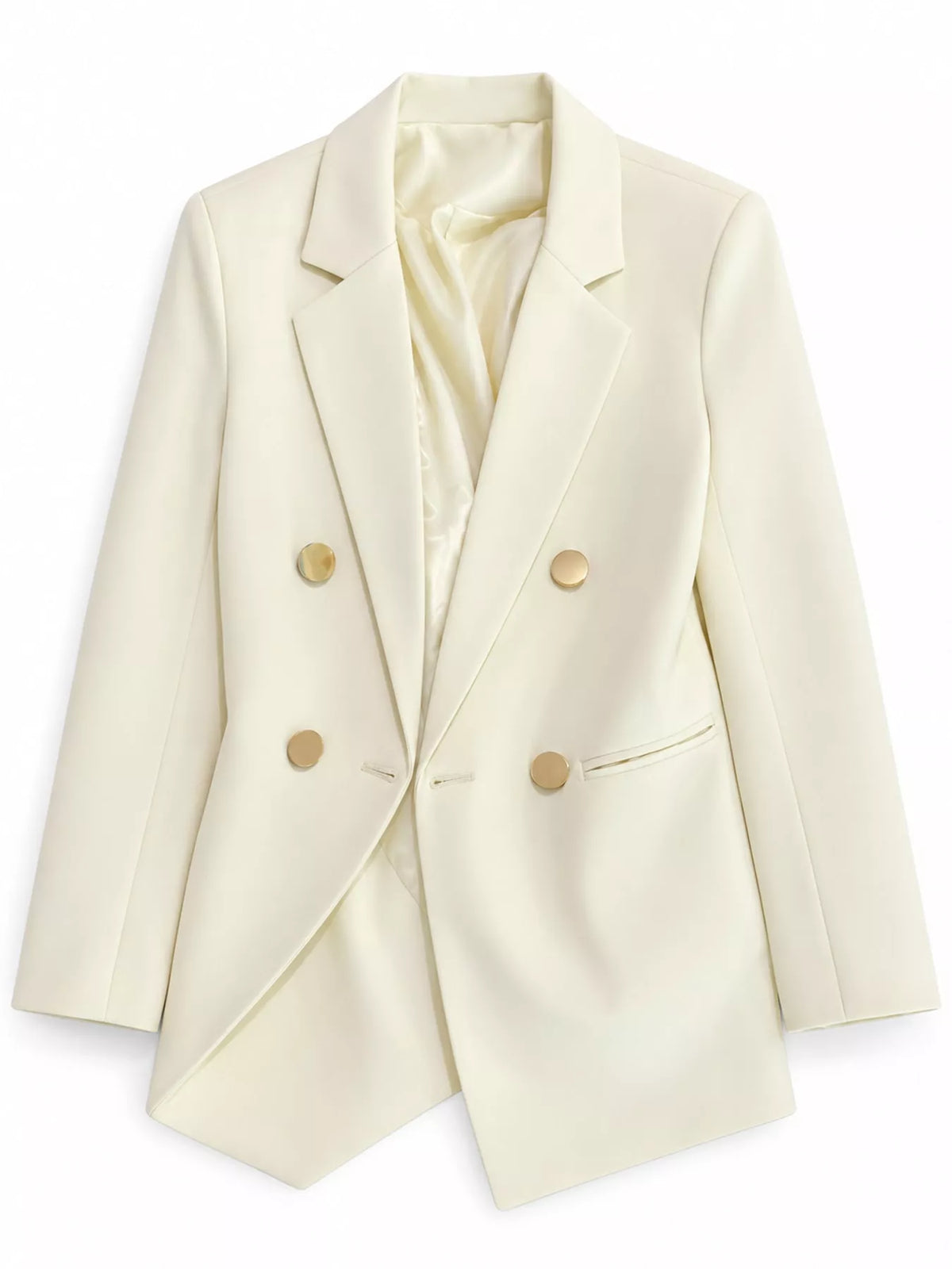 Cream double-breasted lapel collar blazer