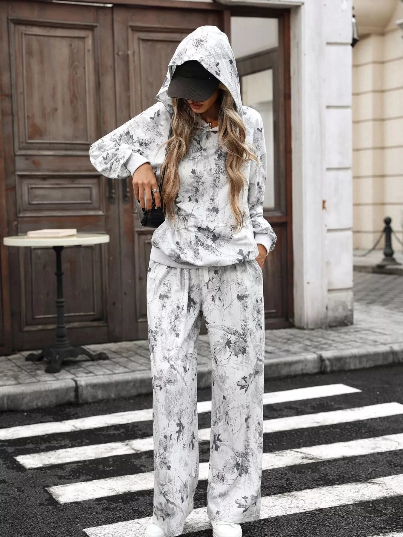 Trendsi Printed Long Sleeve Hoodie and Pants Set -