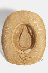 Trendsi Fame Turquoise and Shell Star Beads Strap Western Straw Hat -