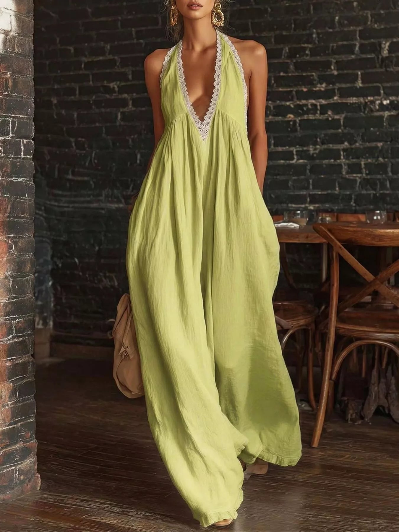 Trendsi Full Size Lace Trim Wide-Leg Jumpsuit Plus Size -
