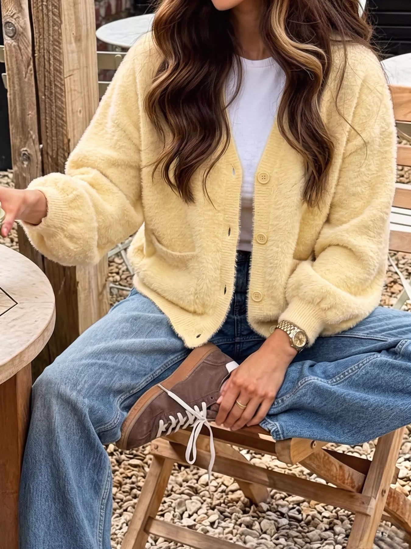 Trendsi Button Up V-Neck Cardigan -