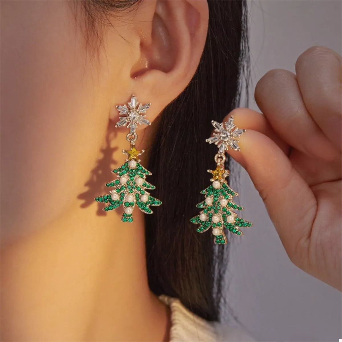 Trendsi Christmas Tree Drop Earrings -