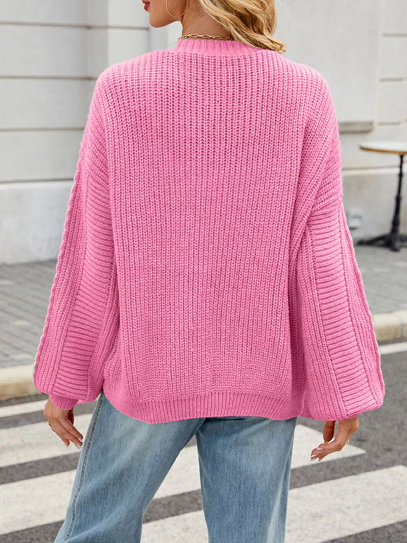 Trendsi Cable Knit Button-Up Cardigan -