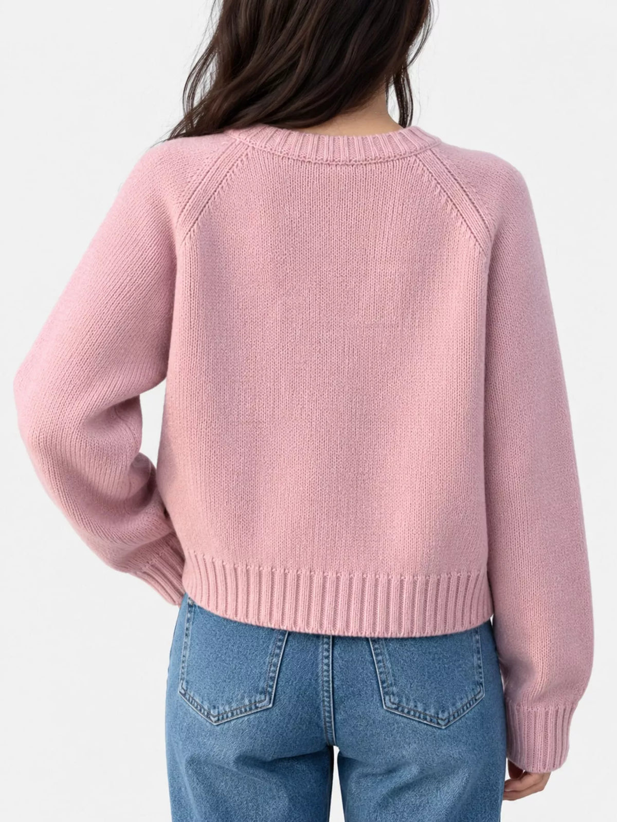 Ribbed-hem cardigan, pink back