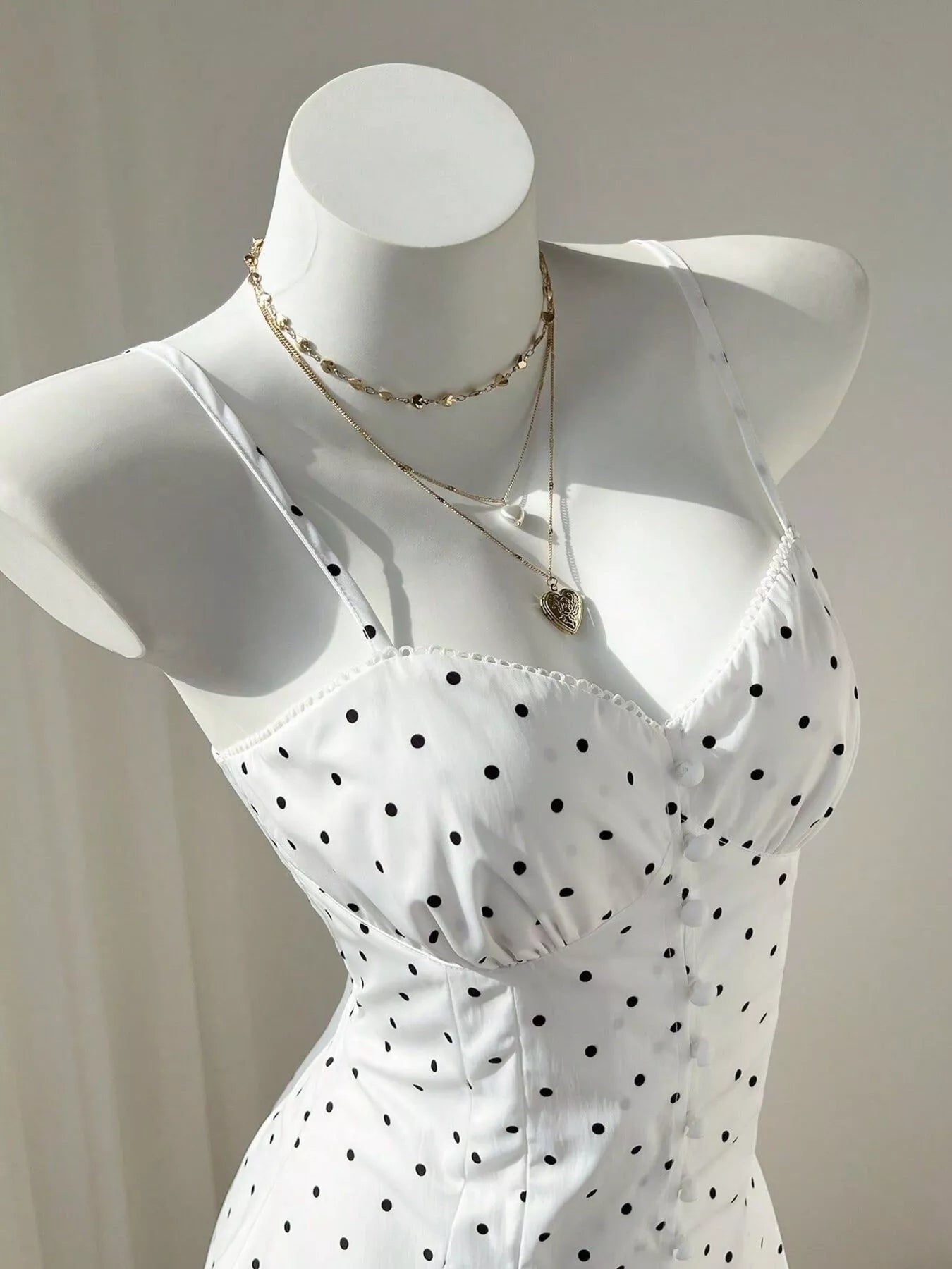 Trendsi Polka Dot Spaghetti Strap Mini Dress -