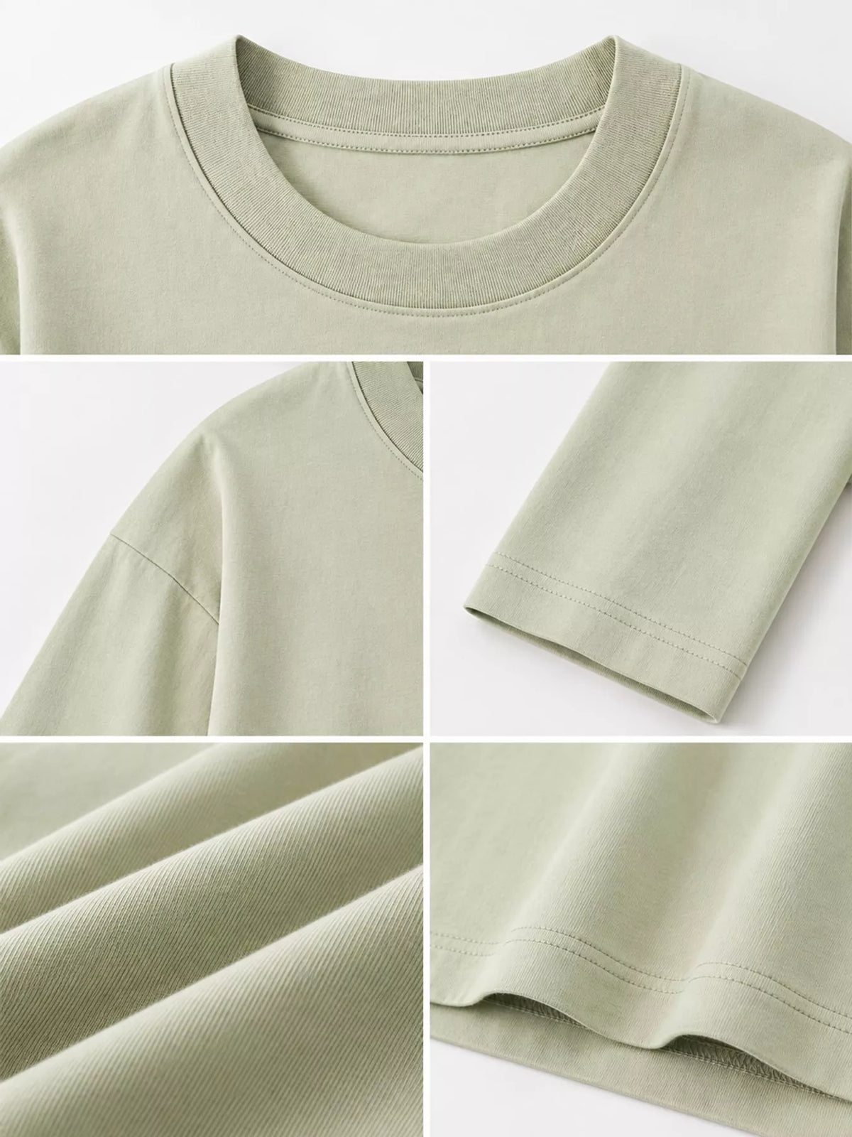 Solid Long-Sleeve Crew Neck T-Shirt — garment construction details