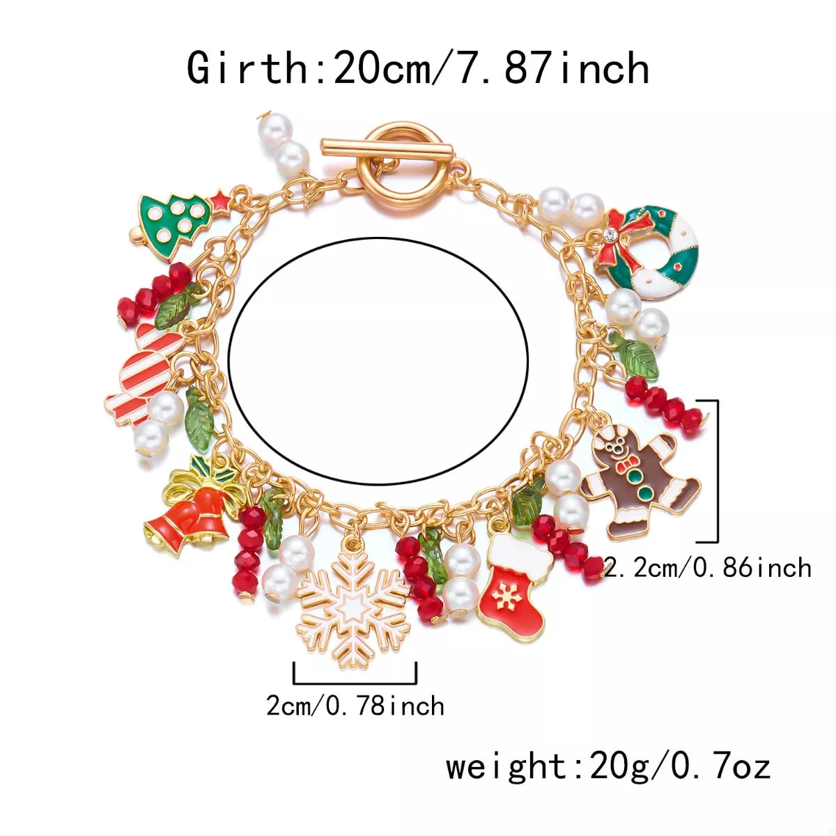 Trendsi 18K Gold-Plated Christmas Charm Bracelet -