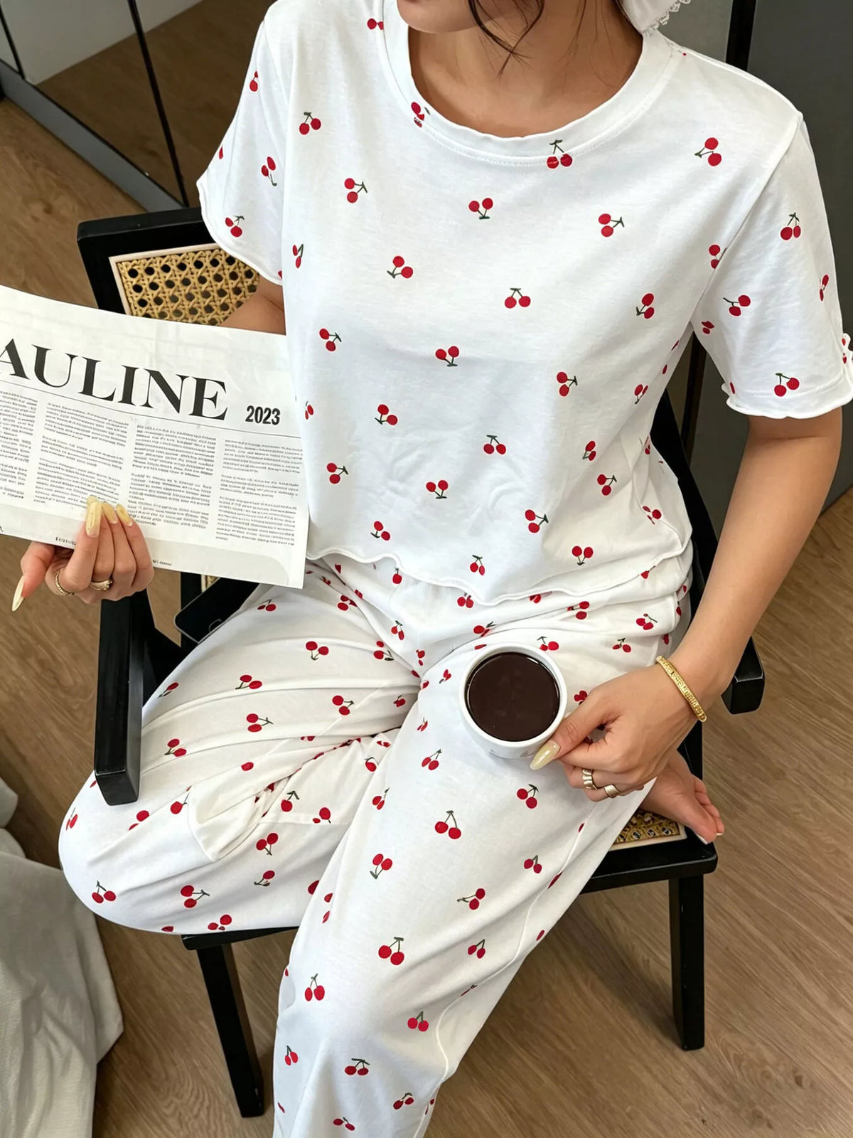 Trendsi Polka Dot Short Sleeve Top and Shorts Set -