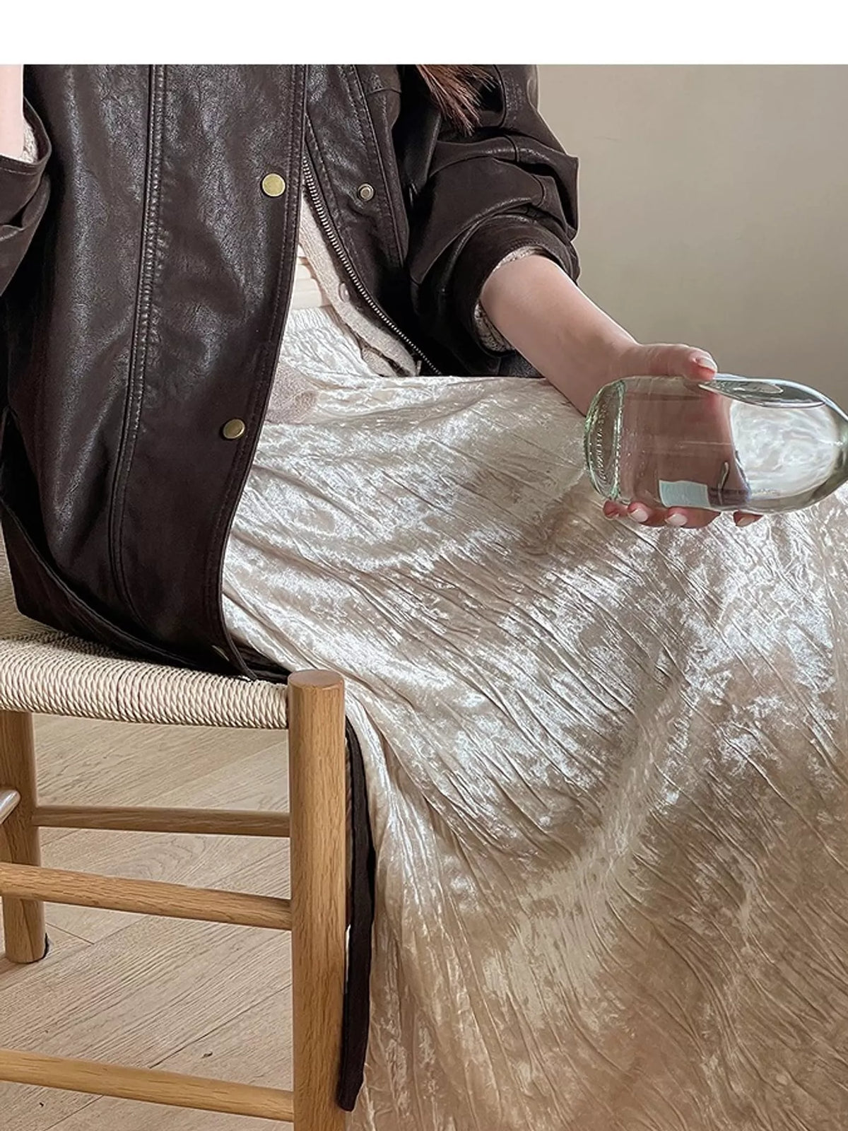 Snap down long sleeve jacket, detail view