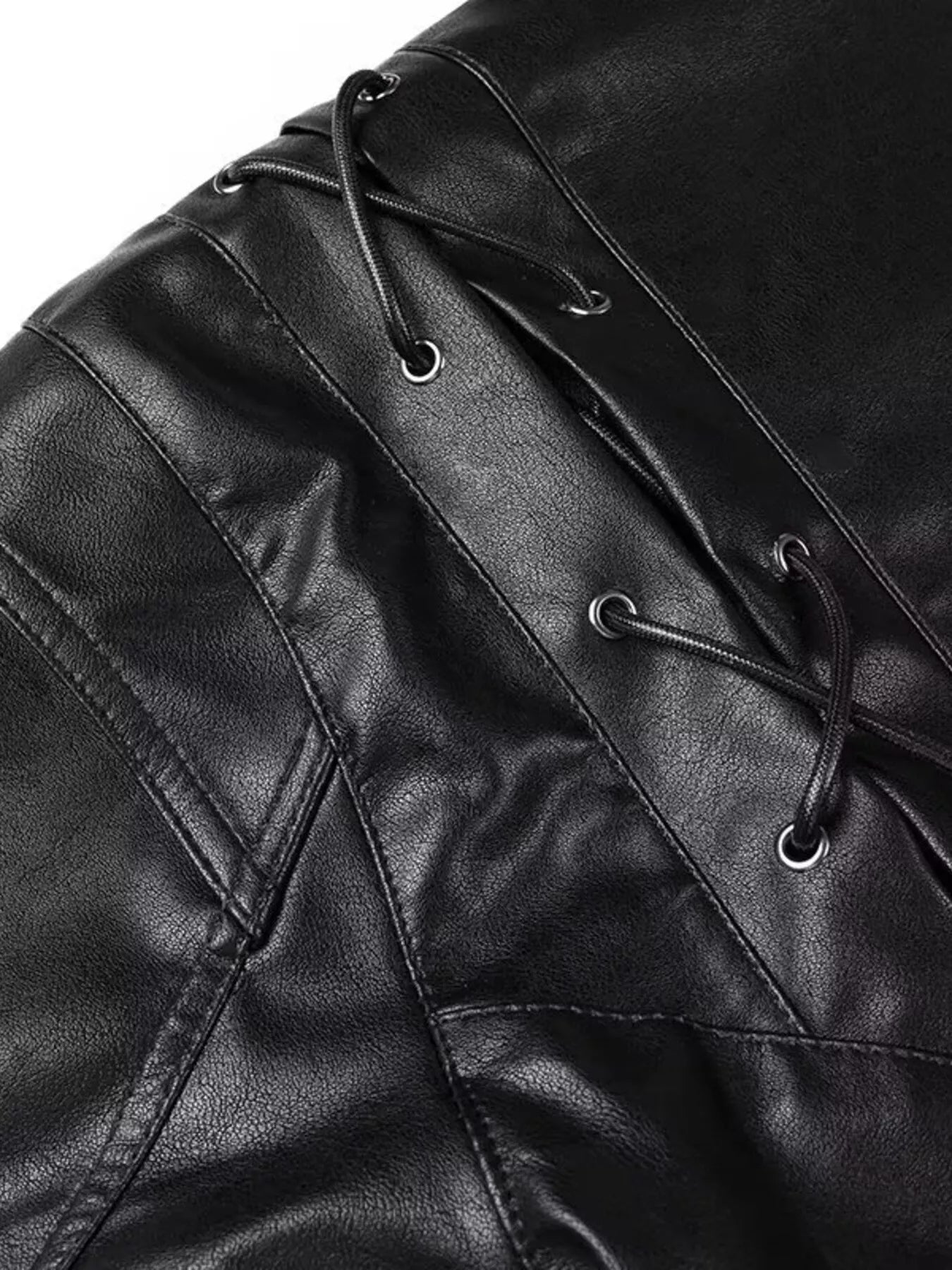 Trendsi Belted Leather Jacket with Shawl Collar -